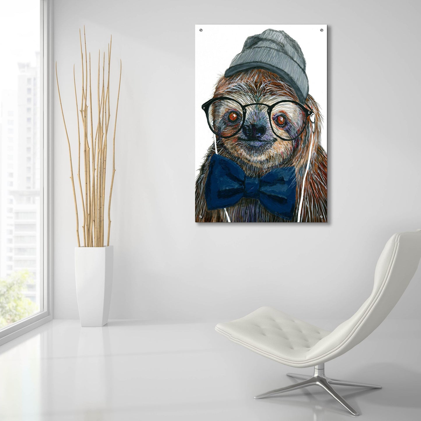 Epic Art ' Hipster Sloth' by Melissa Symons, Acrylic Glass Wall Art,24x36