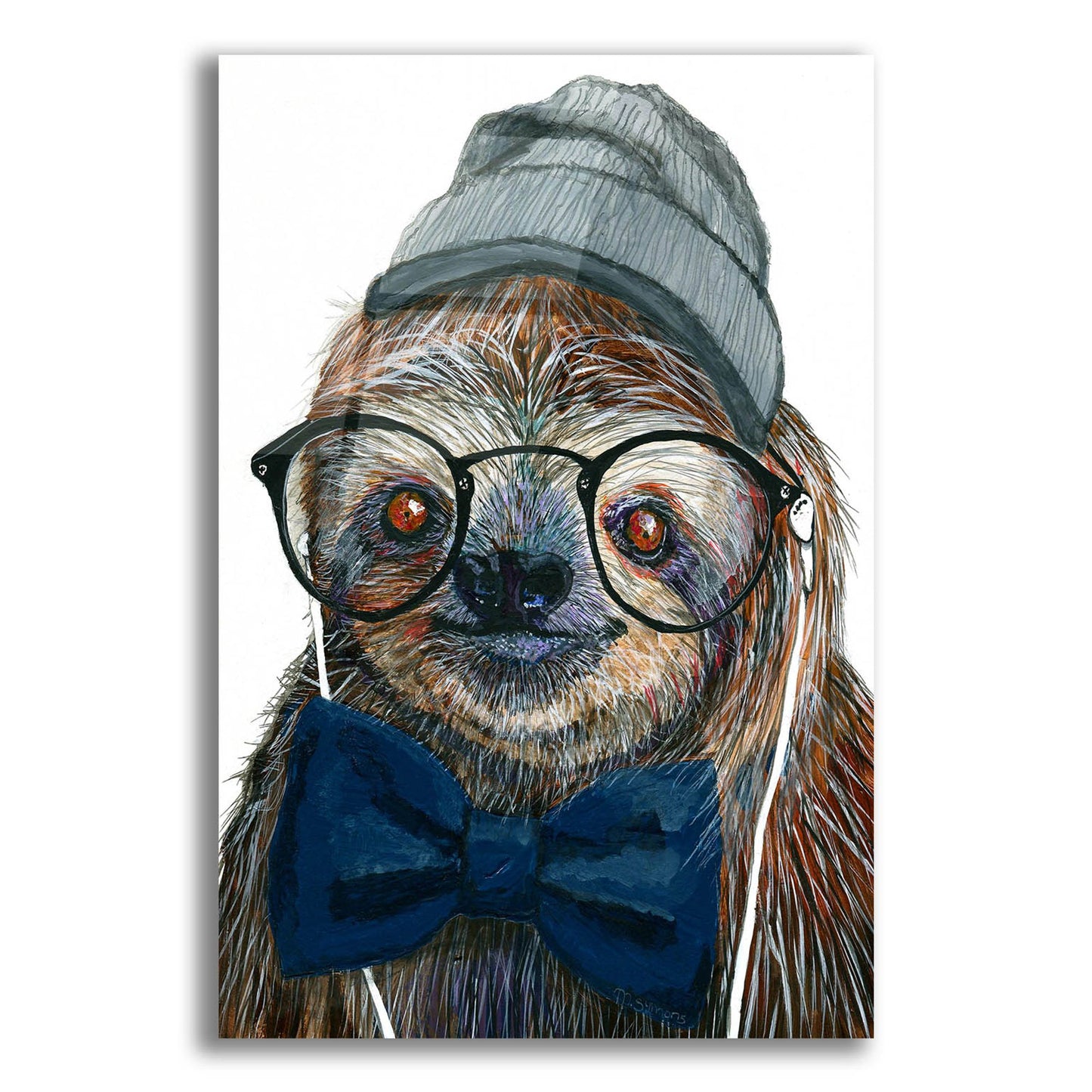 Epic Art ' Hipster Sloth' by Melissa Symons, Acrylic Glass Wall Art