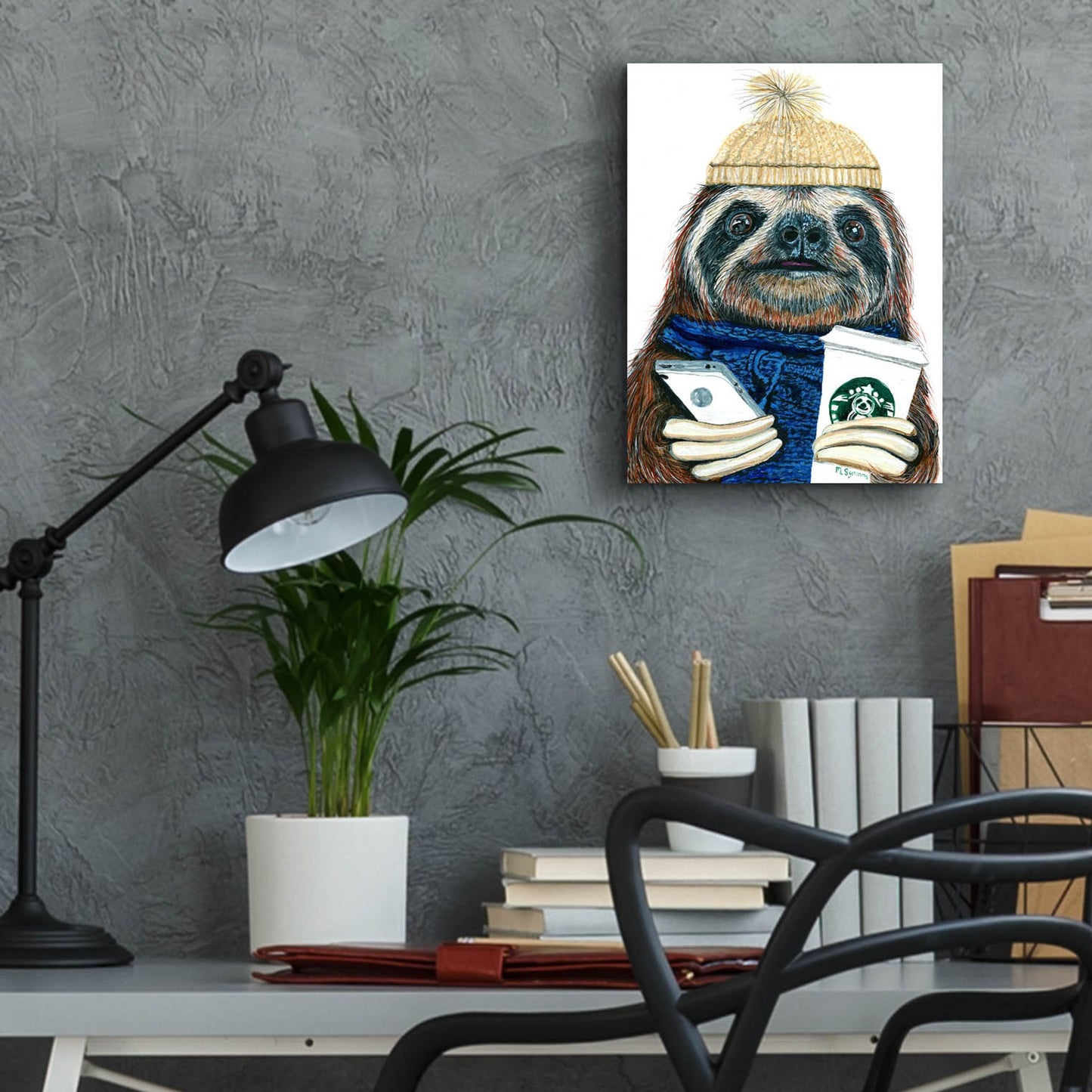 Epic Art ' Urban Sloth' by Melissa Symons, Acrylic Glass Wall Art,12x16