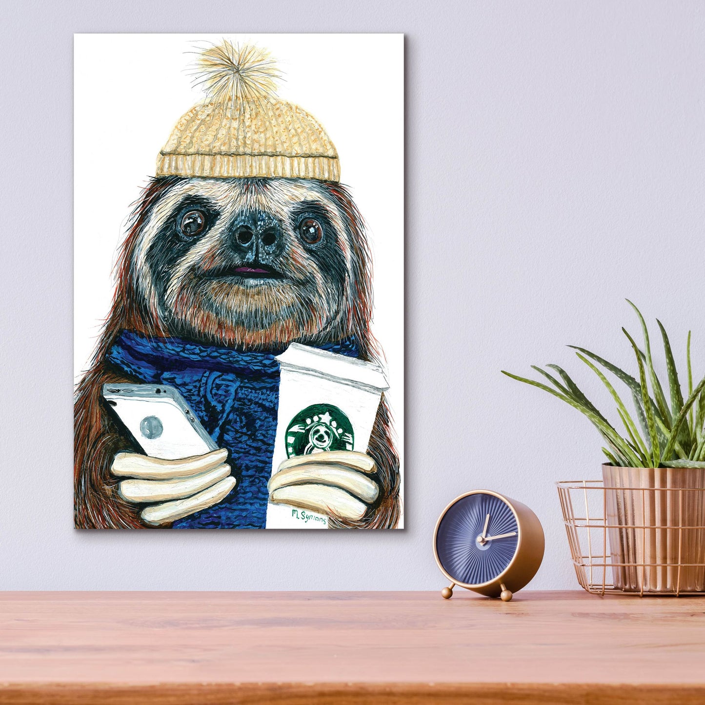 Epic Art ' Urban Sloth' by Melissa Symons, Acrylic Glass Wall Art,12x16