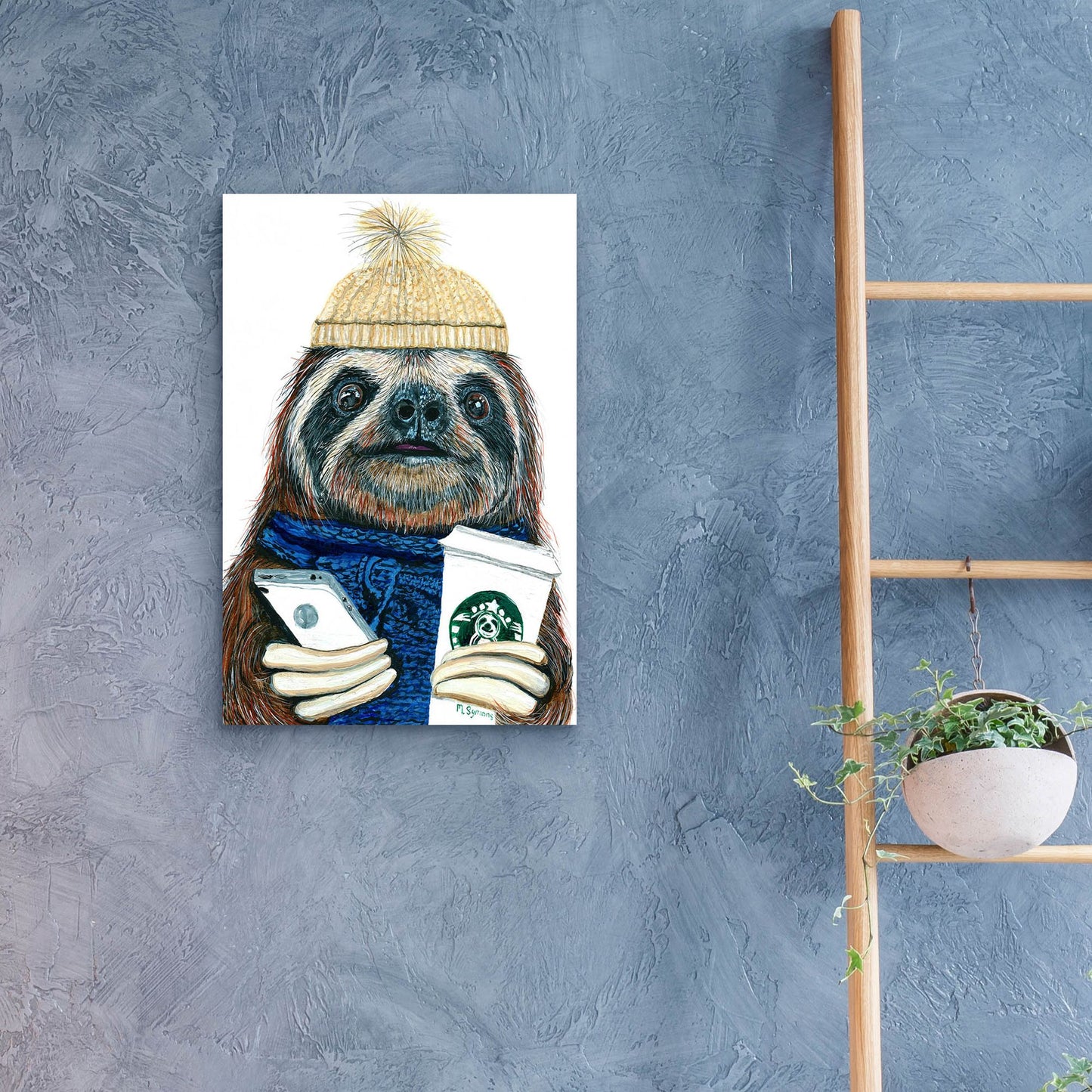 Epic Art ' Urban Sloth' by Melissa Symons, Acrylic Glass Wall Art,16x24