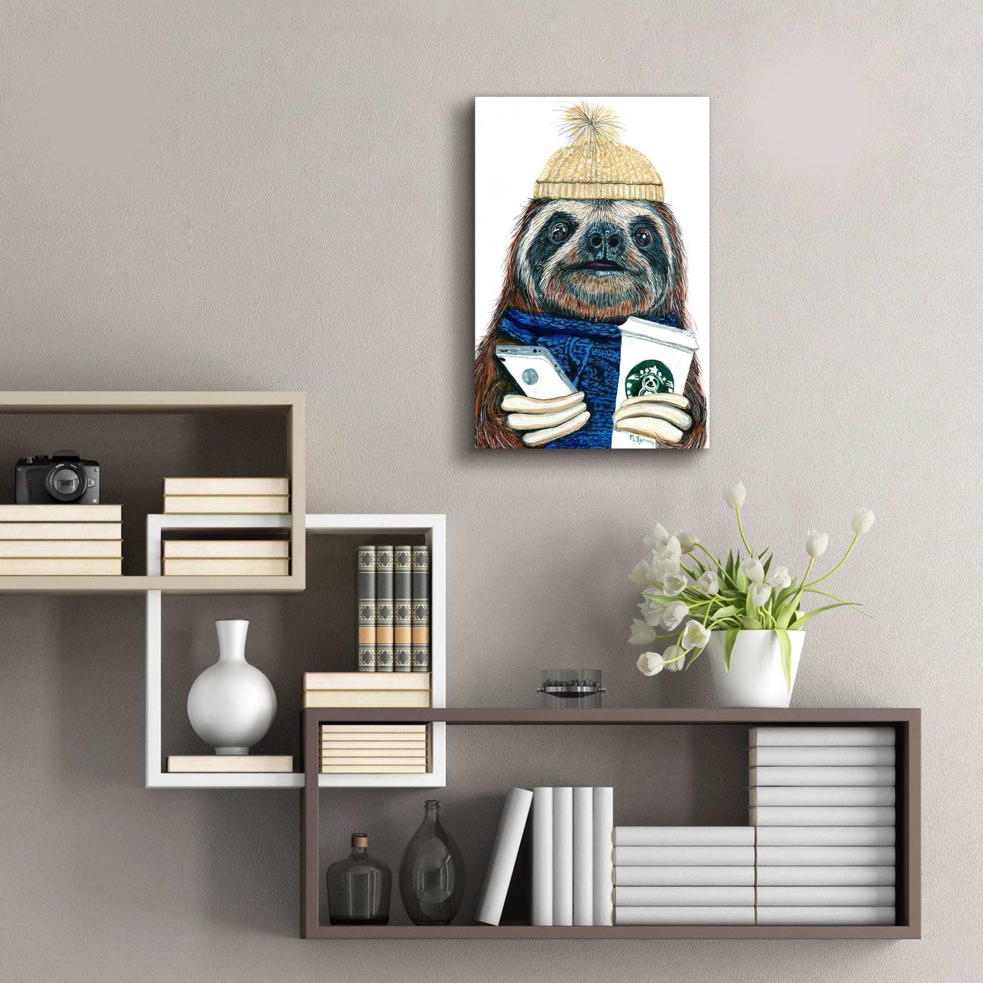 Epic Art ' Urban Sloth' by Melissa Symons, Acrylic Glass Wall Art,16x24