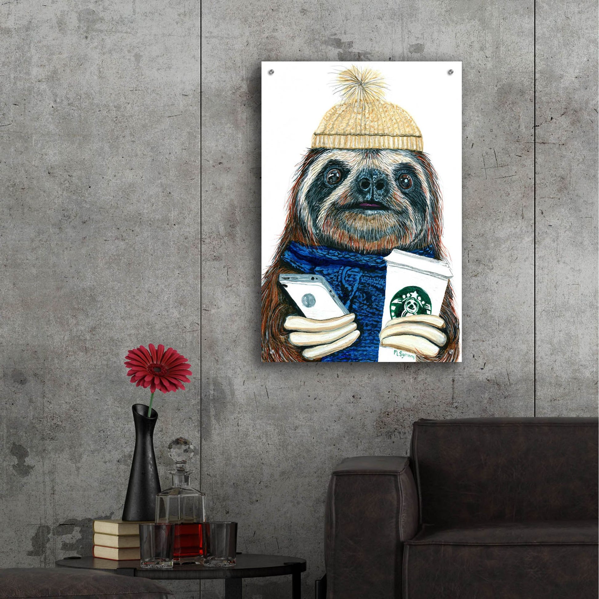 Epic Art ' Urban Sloth' by Melissa Symons, Acrylic Glass Wall Art,24x36