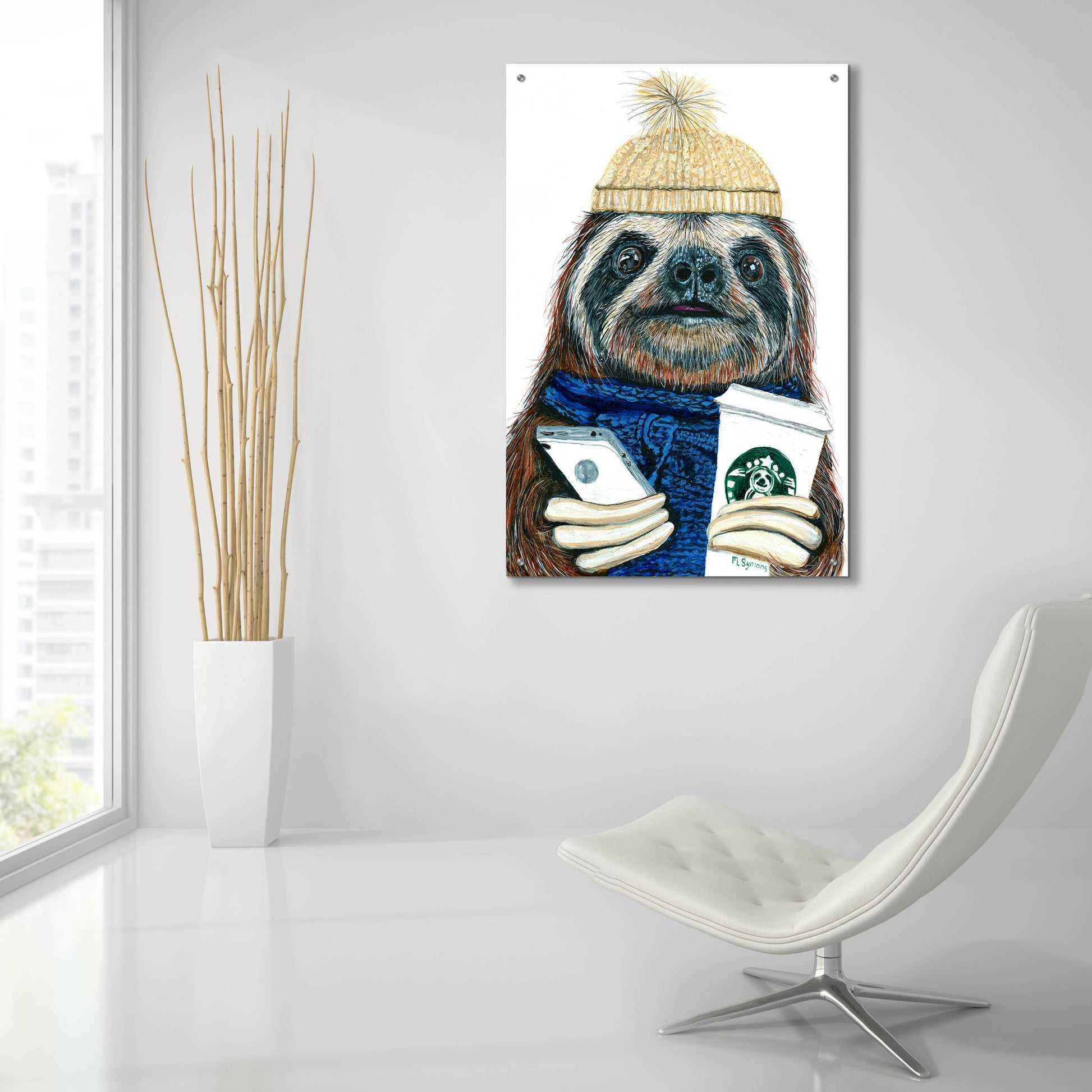 Epic Art ' Urban Sloth' by Melissa Symons, Acrylic Glass Wall Art,24x36