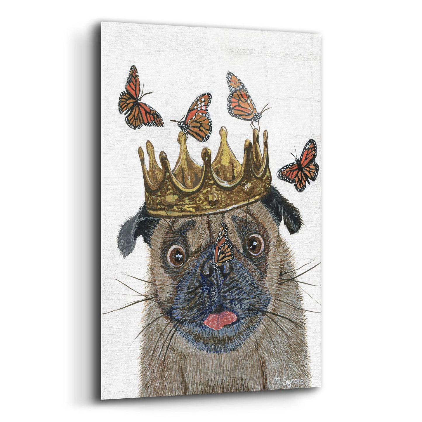 Epic Art ' A Crowned Pug' by Melissa Symons, Acrylic Glass Wall Art,12x16