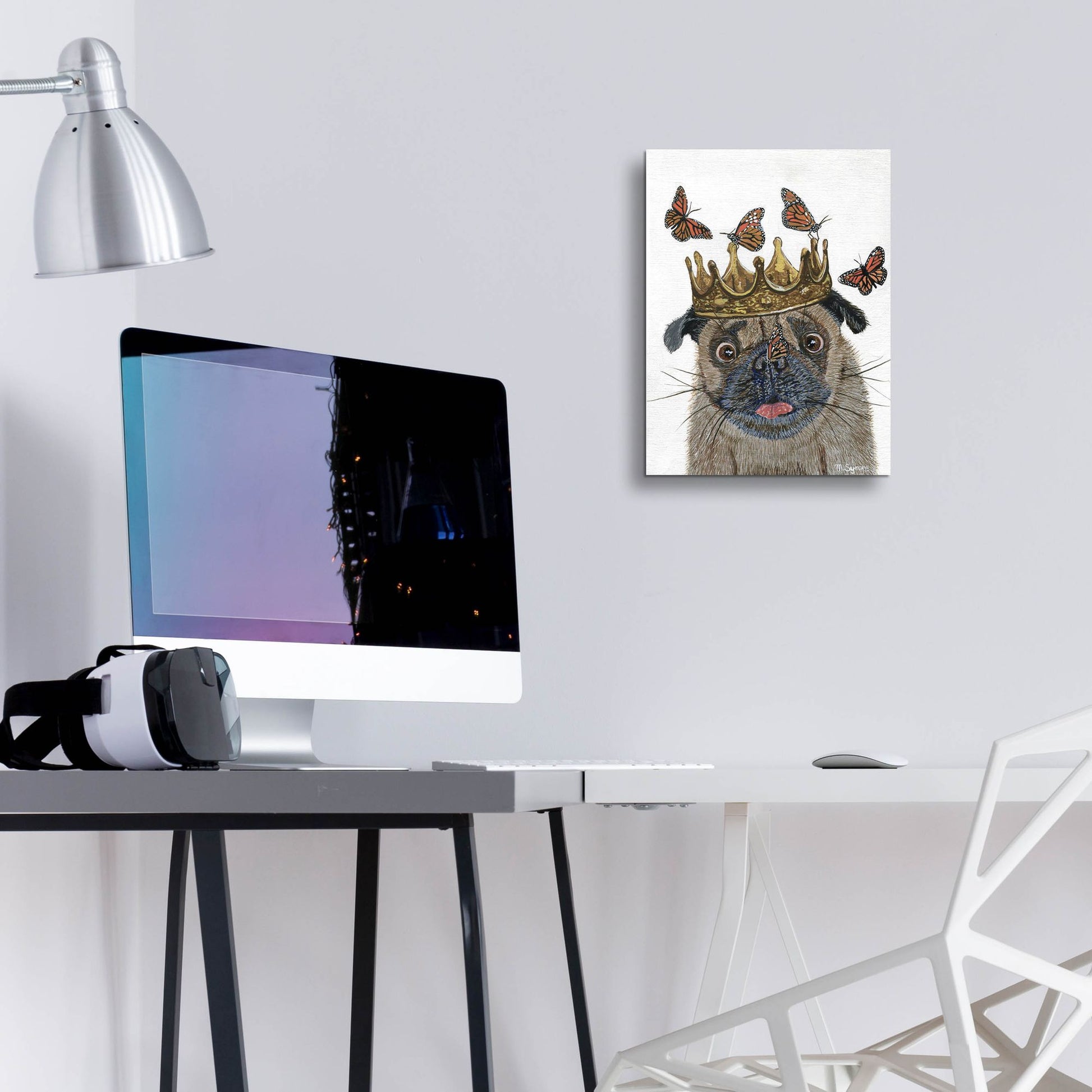 Epic Art ' A Crowned Pug' by Melissa Symons, Acrylic Glass Wall Art,12x16