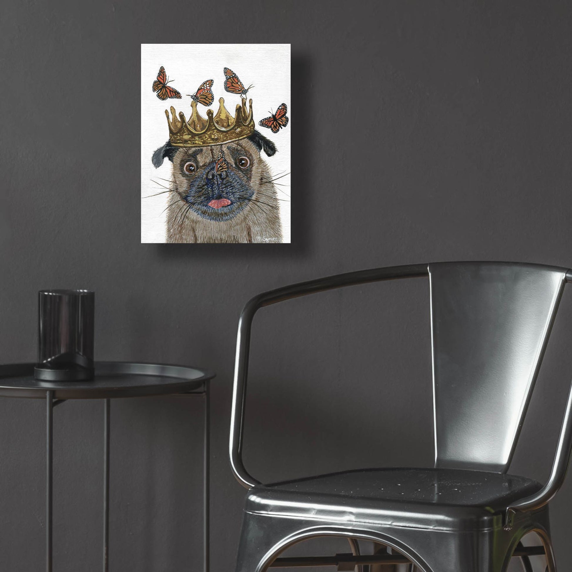 Epic Art ' A Crowned Pug' by Melissa Symons, Acrylic Glass Wall Art,12x16