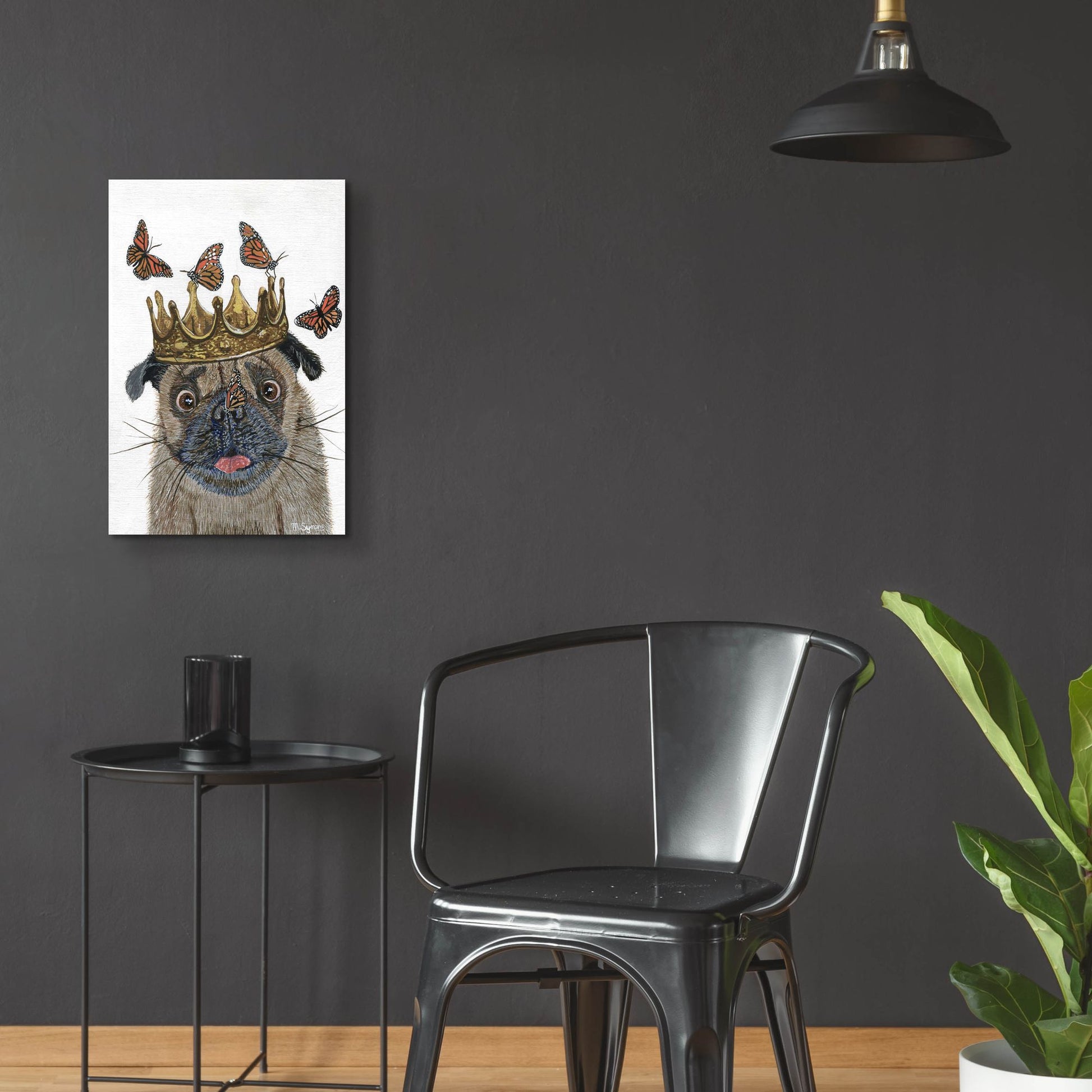 Epic Art ' A Crowned Pug' by Melissa Symons, Acrylic Glass Wall Art,16x24