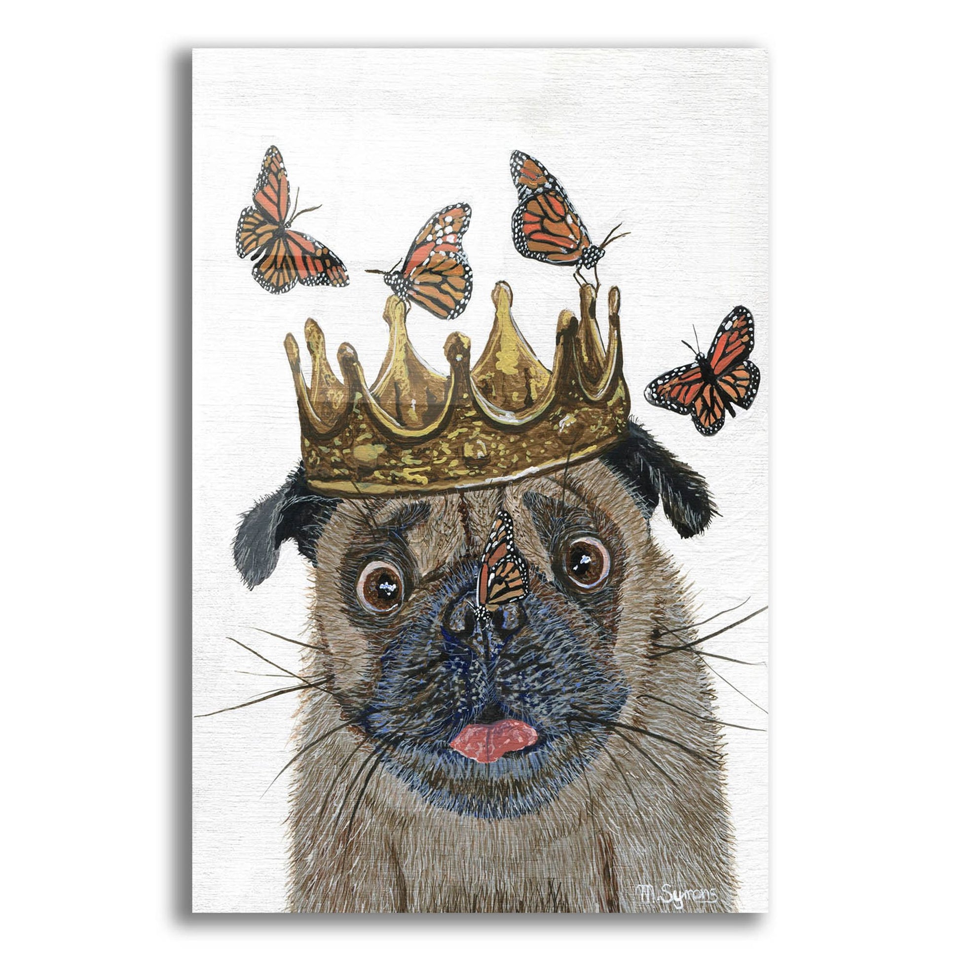 Epic Art ' A Crowned Pug' by Melissa Symons, Acrylic Glass Wall Art