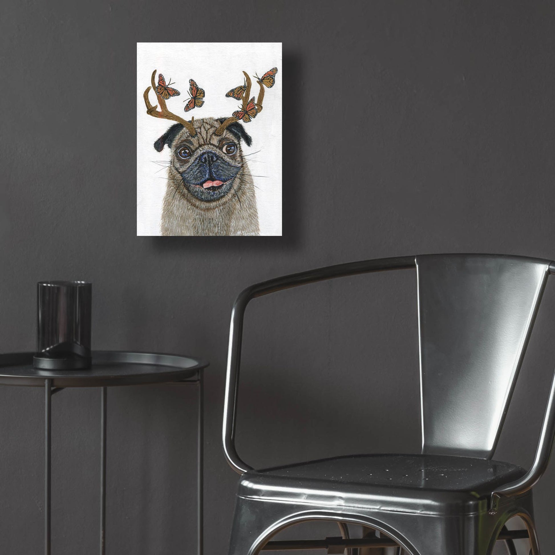 Epic Art ' Pug With a Big Rack' by Melissa Symons, Acrylic Glass Wall Art,12x16