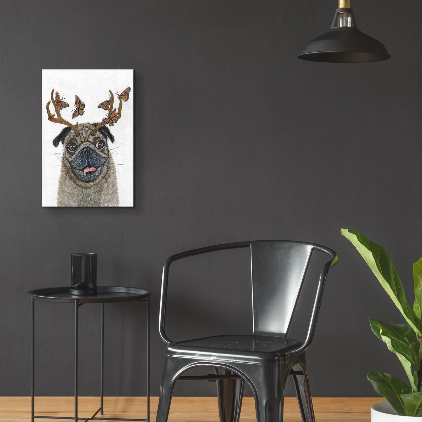 Epic Art ' Pug With a Big Rack' by Melissa Symons, Acrylic Glass Wall Art,16x24