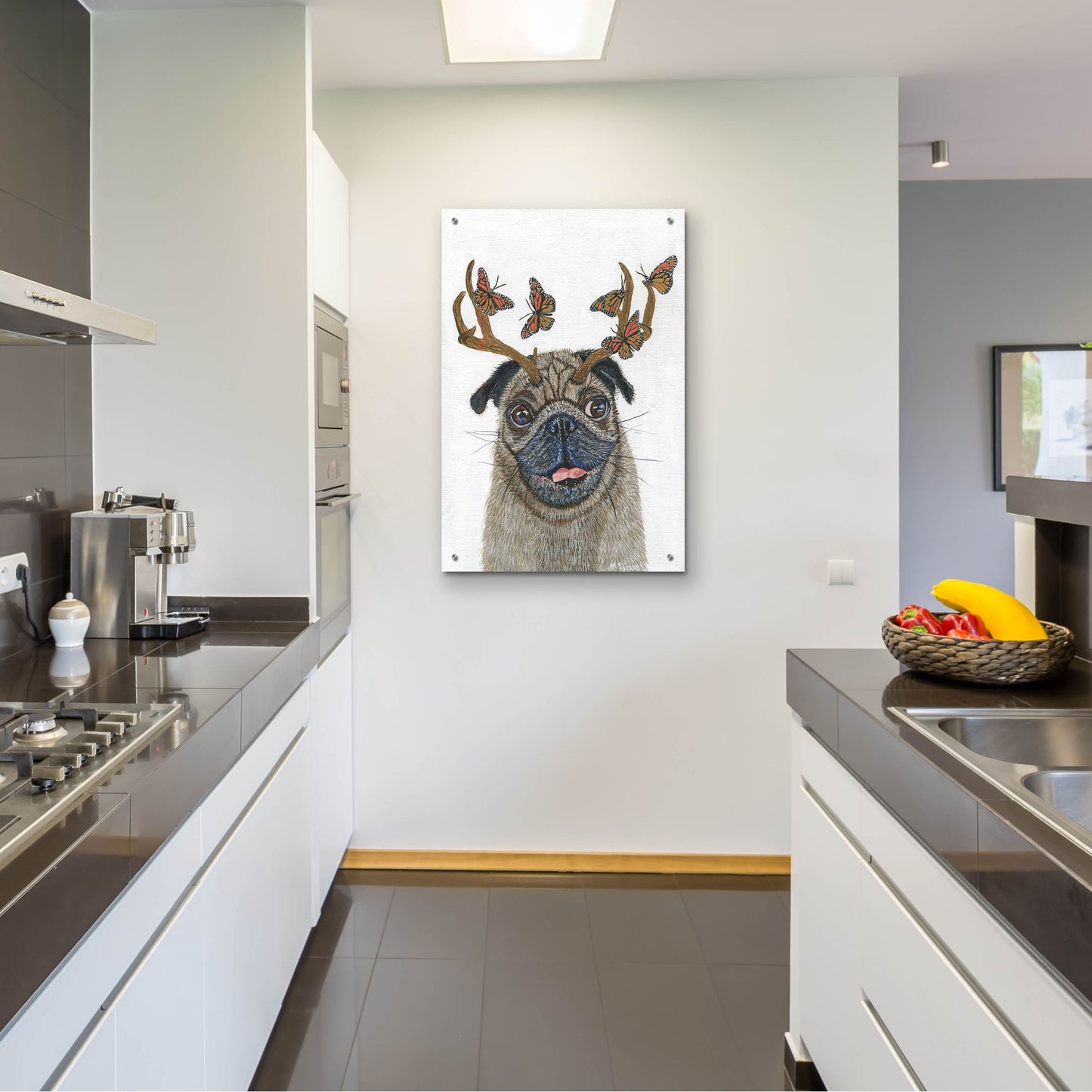 Epic Art ' Pug With a Big Rack' by Melissa Symons, Acrylic Glass Wall Art,24x36