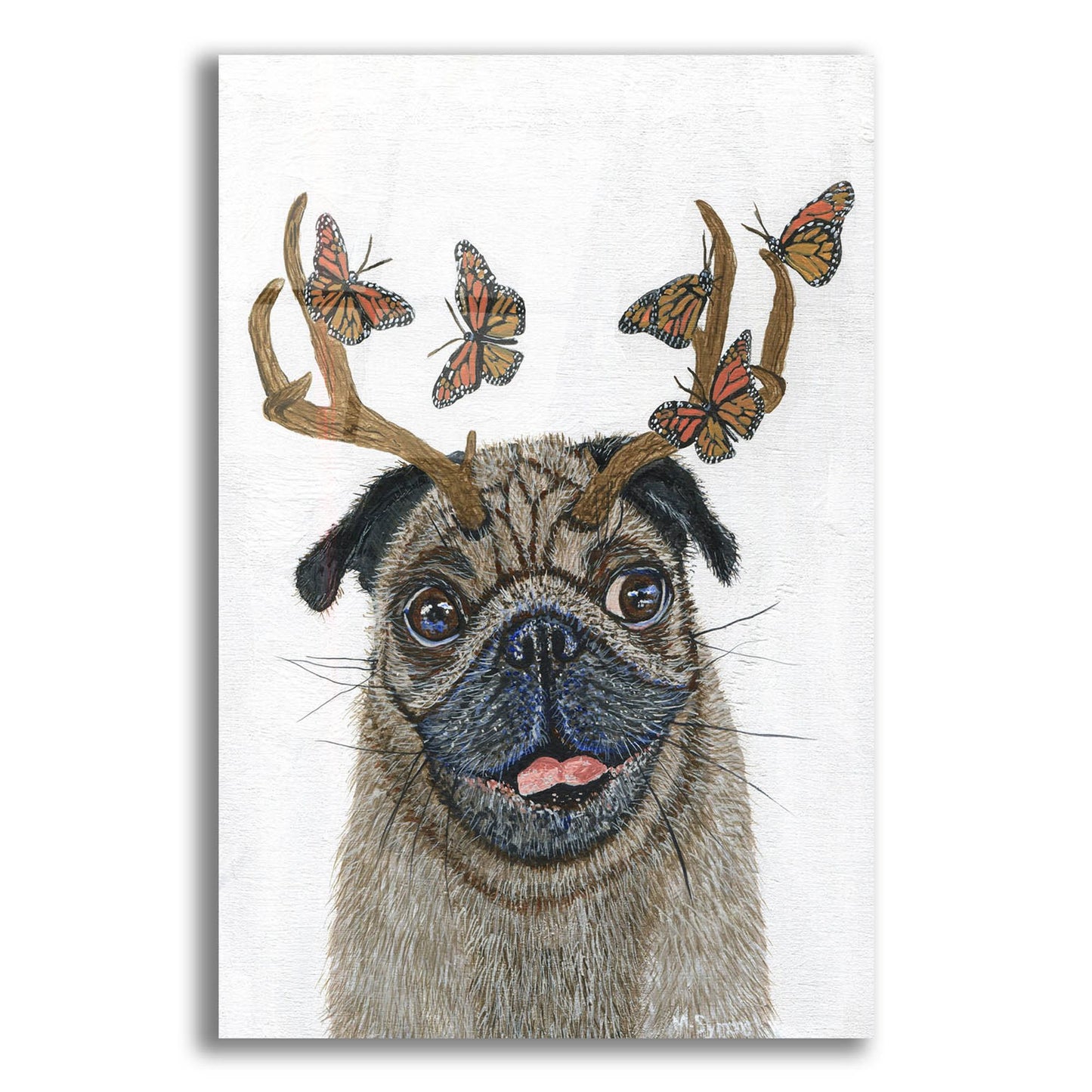 Epic Art ' Pug With a Big Rack' by Melissa Symons, Acrylic Glass Wall Art