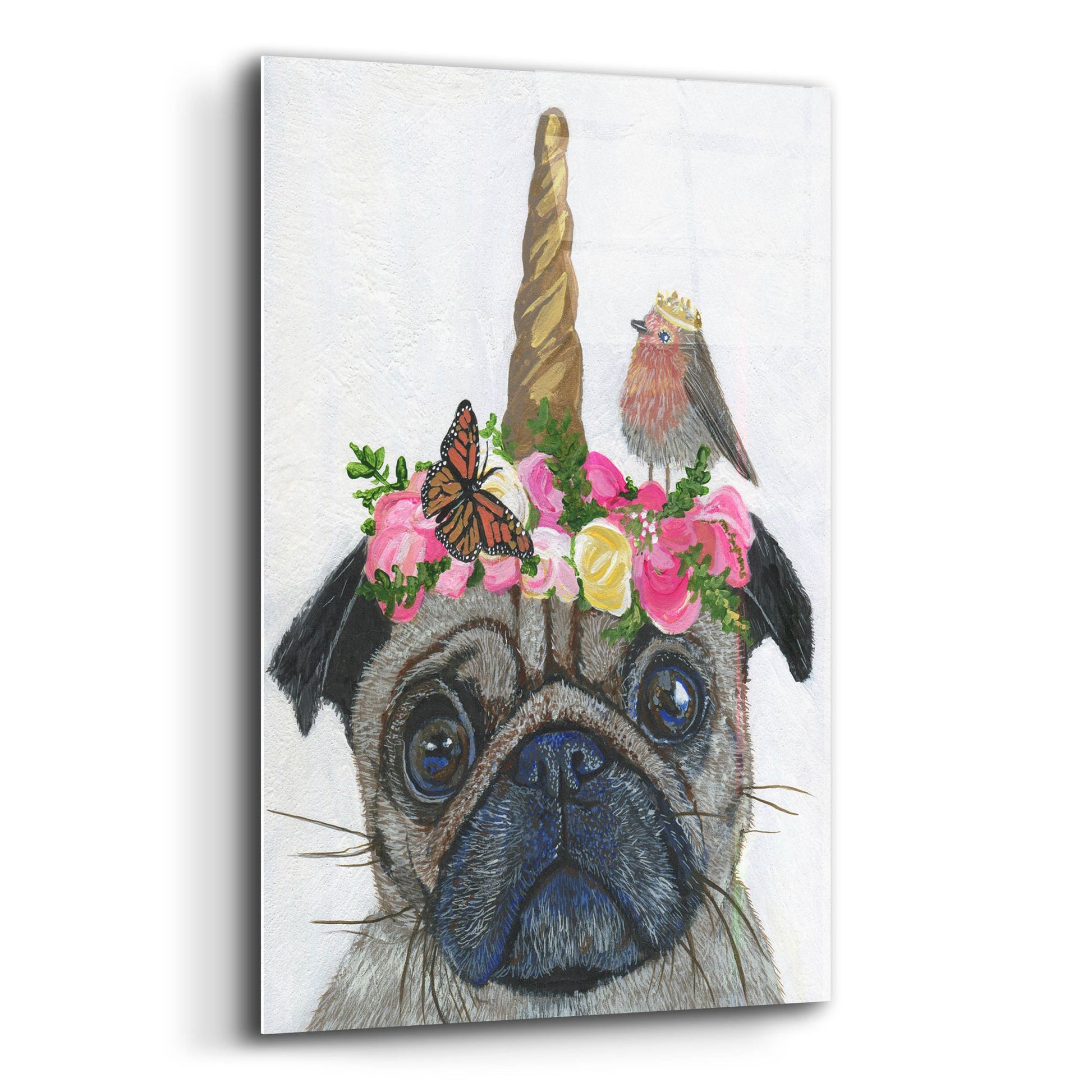 Epic Art ' Unicorn Pug' by Melissa Symons, Acrylic Glass Wall Art,12x16