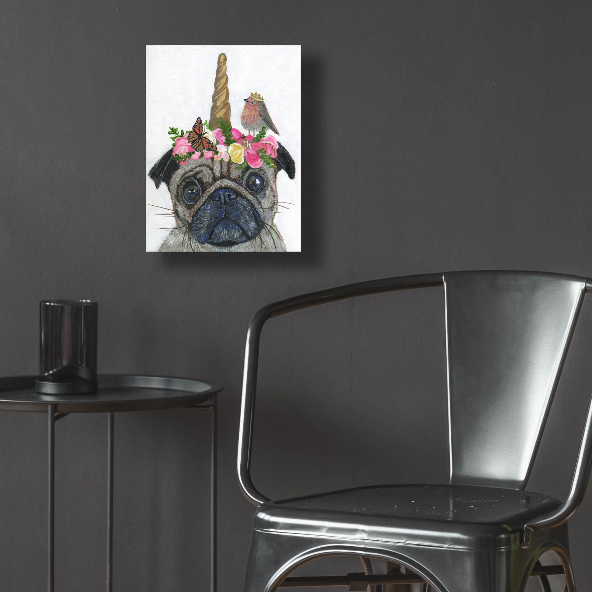 Epic Art ' Unicorn Pug' by Melissa Symons, Acrylic Glass Wall Art,12x16