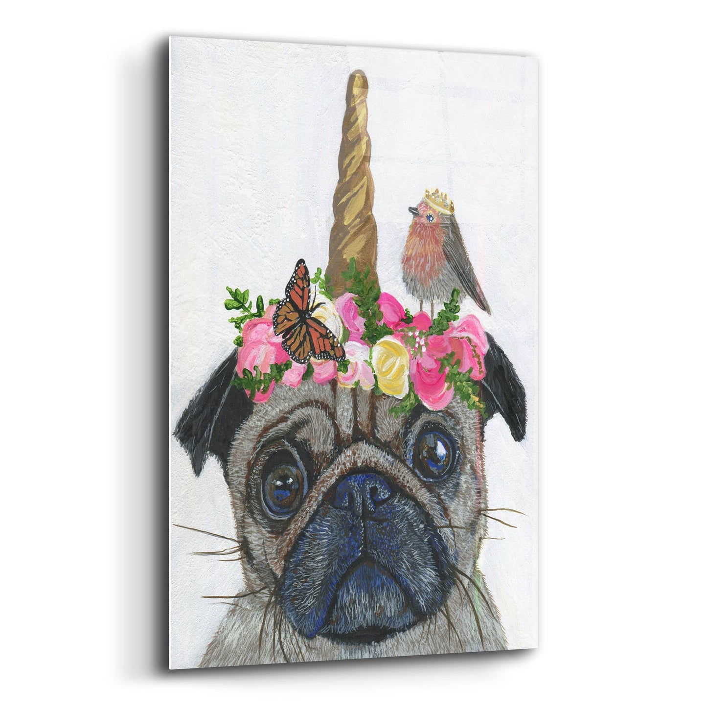 Epic Art ' Unicorn Pug' by Melissa Symons, Acrylic Glass Wall Art,16x24