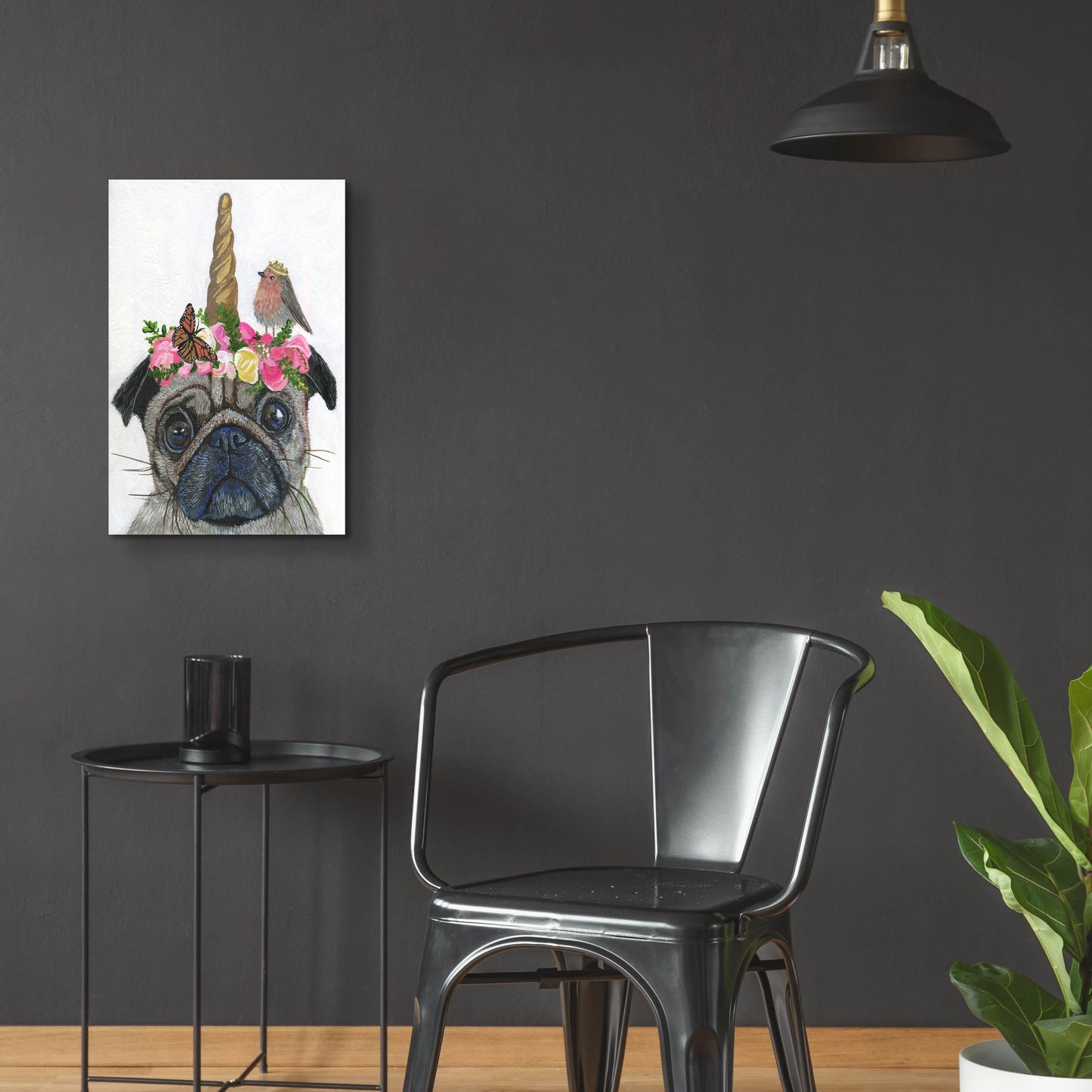 Epic Art ' Unicorn Pug' by Melissa Symons, Acrylic Glass Wall Art,16x24