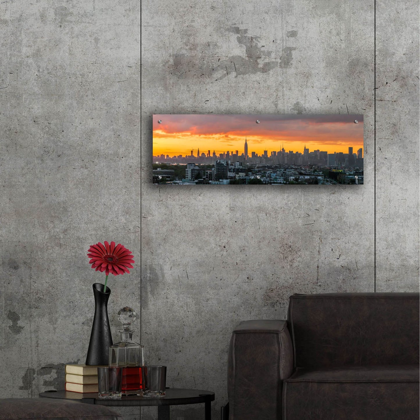 Epic Art ' Manhattan Skyline from Brooklyn' by Richard Silver, Acrylic Glass Wall Art,36x12