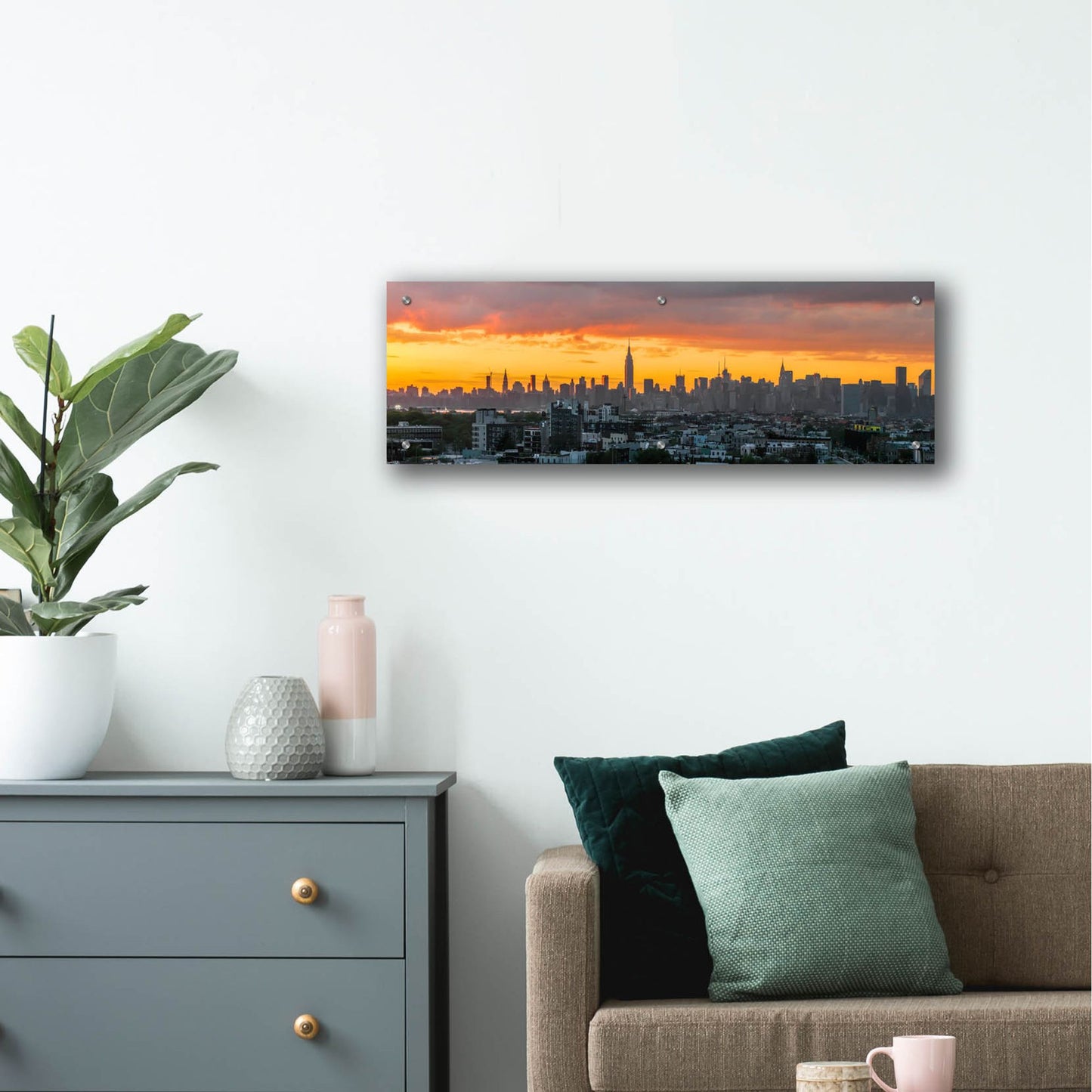 Epic Art ' Manhattan Skyline from Brooklyn' by Richard Silver, Acrylic Glass Wall Art,36x12