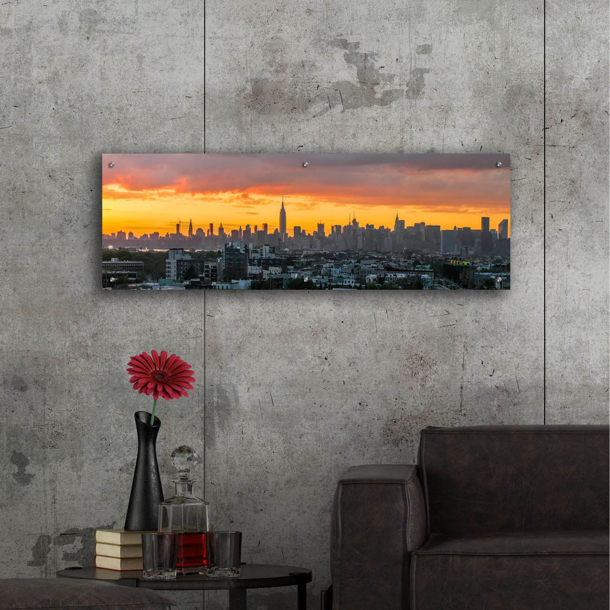 Epic Art ' Manhattan Skyline from Brooklyn' by Richard Silver, Acrylic Glass Wall Art,48x16