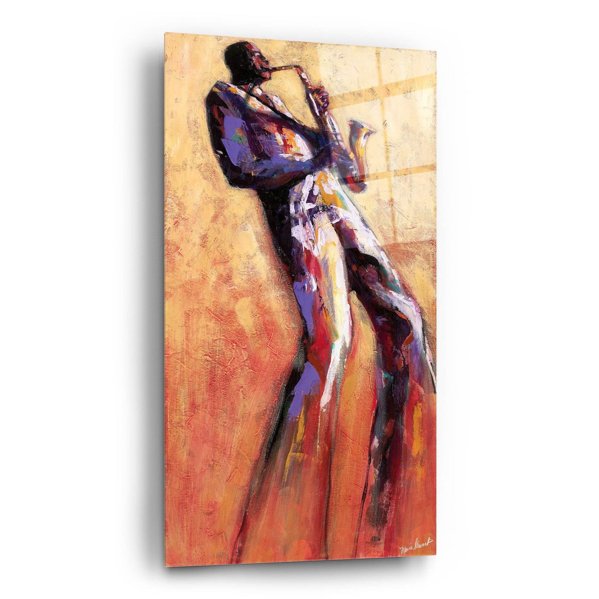 Epic Art ' Sax Solo' by Monica Stewart, Acrylic Glass Wall Art,12x24