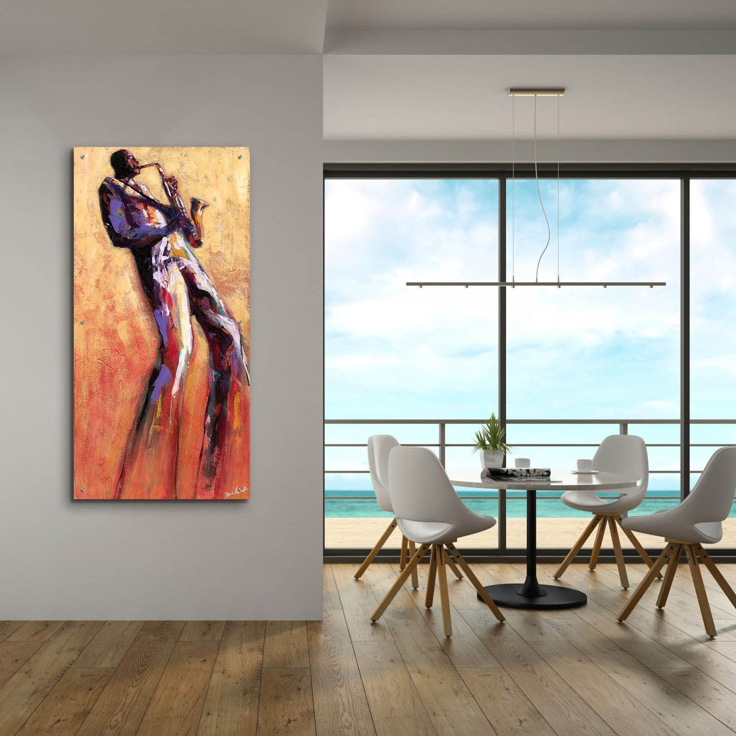 Epic Art ' Sax Solo' by Monica Stewart, Acrylic Glass Wall Art,24x48