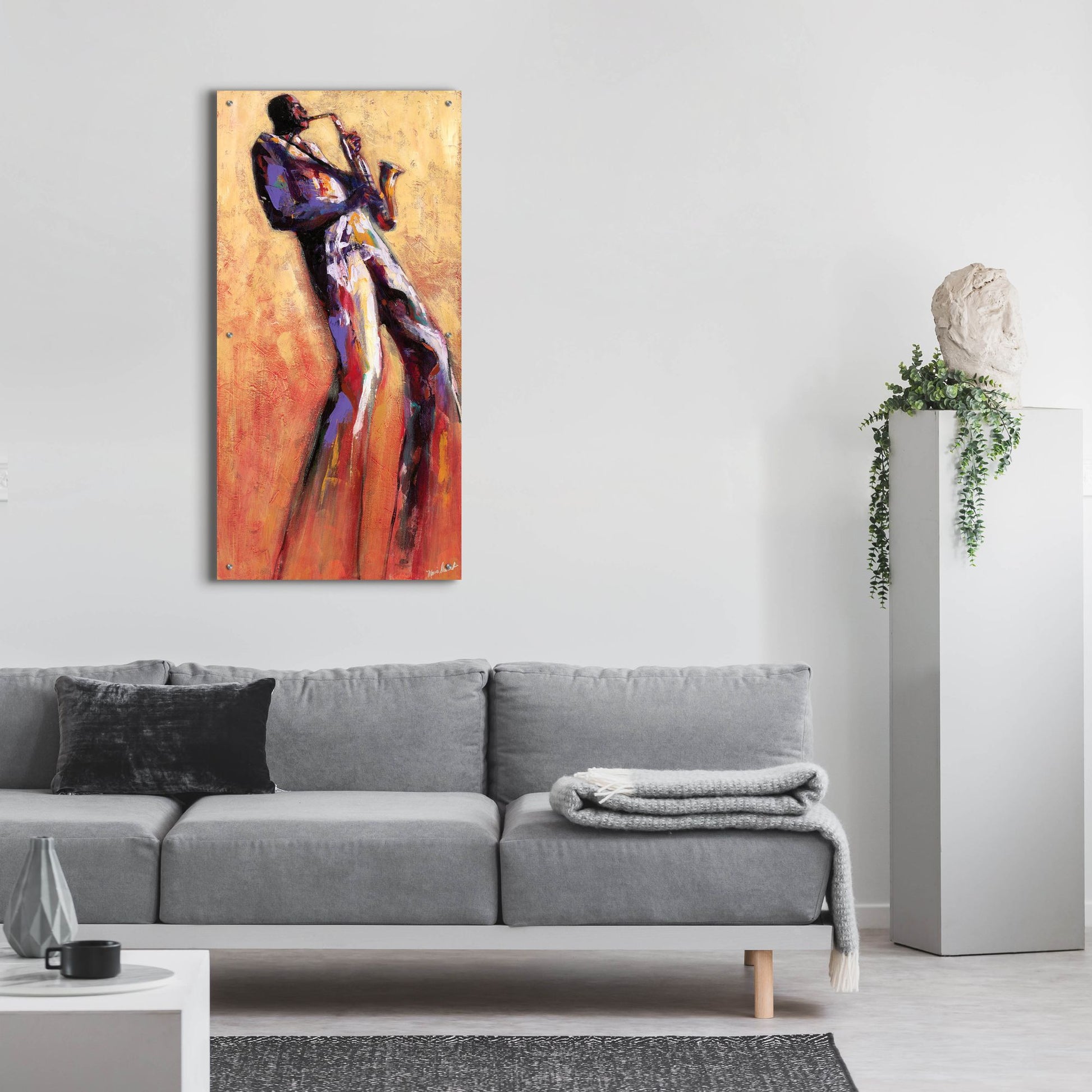 Epic Art ' Sax Solo' by Monica Stewart, Acrylic Glass Wall Art