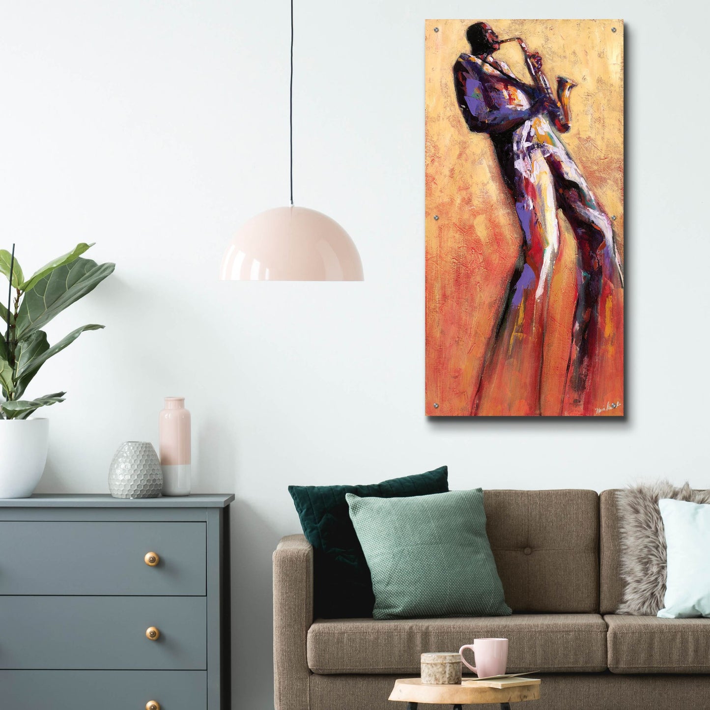 Epic Art ' Sax Solo' by Monica Stewart, Acrylic Glass Wall Art,24x48