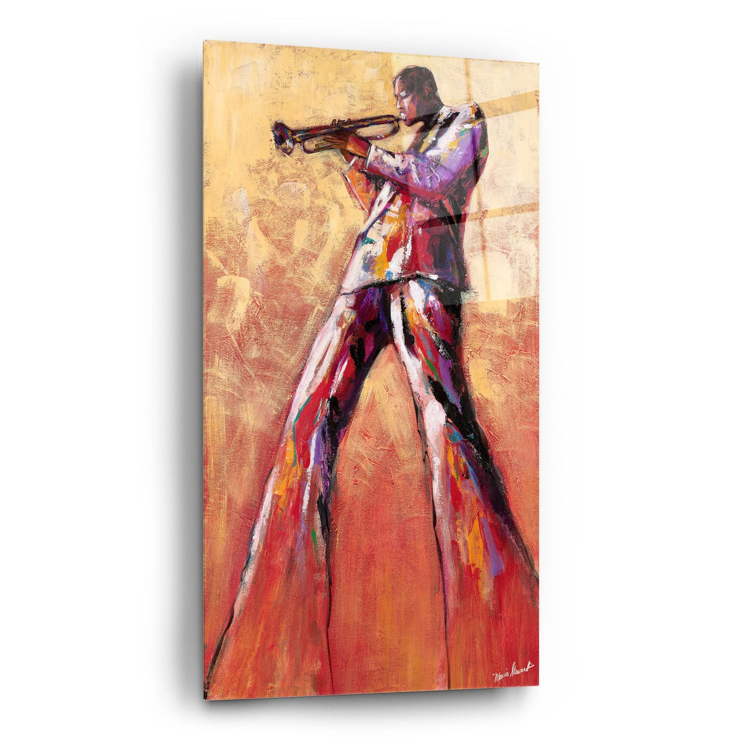 Epic Art ' Trumpet Solo' by Monica Stewart, Acrylic Glass Wall Art,12x24