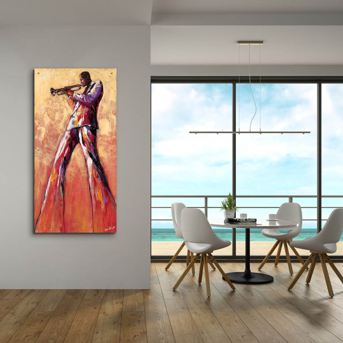 Epic Art ' Trumpet Solo' by Monica Stewart, Acrylic Glass Wall Art,24x48