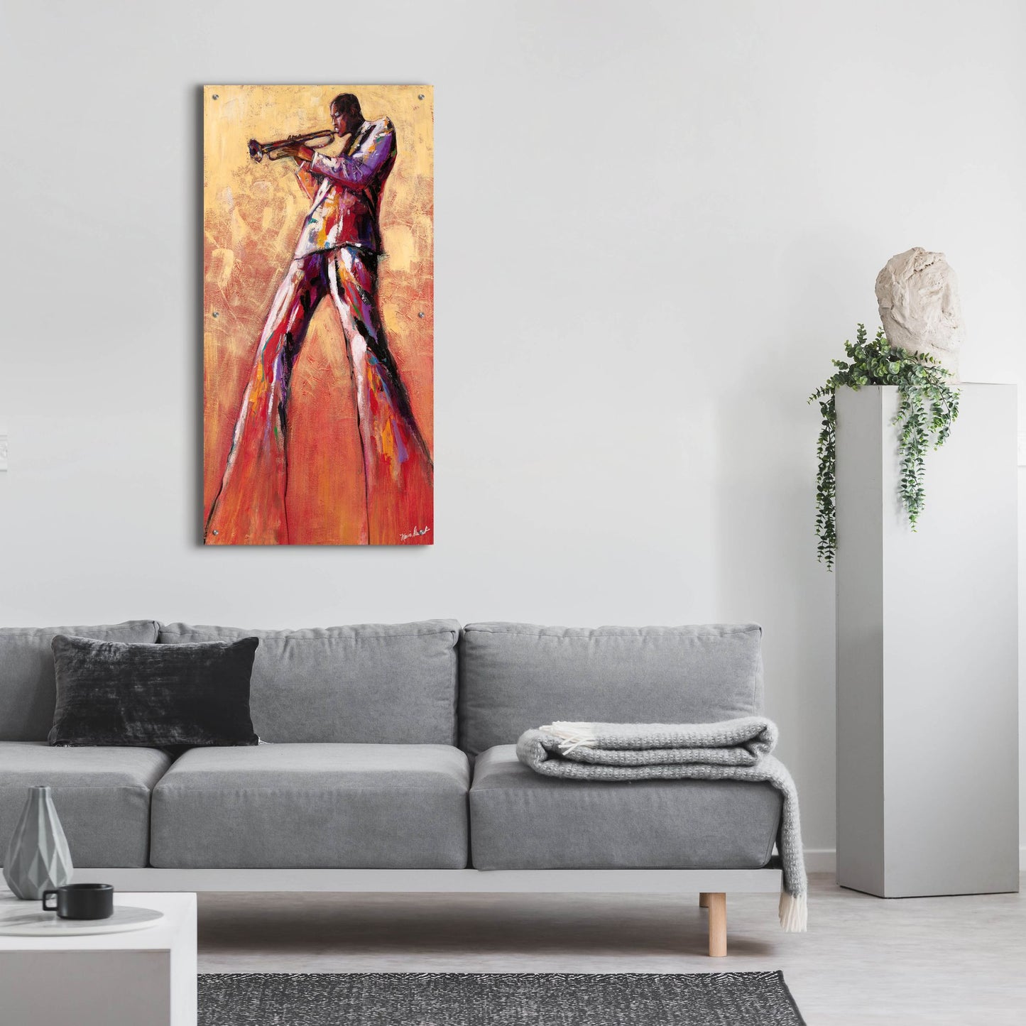 Epic Art ' Trumpet Solo' by Monica Stewart, Acrylic Glass Wall Art,24x48