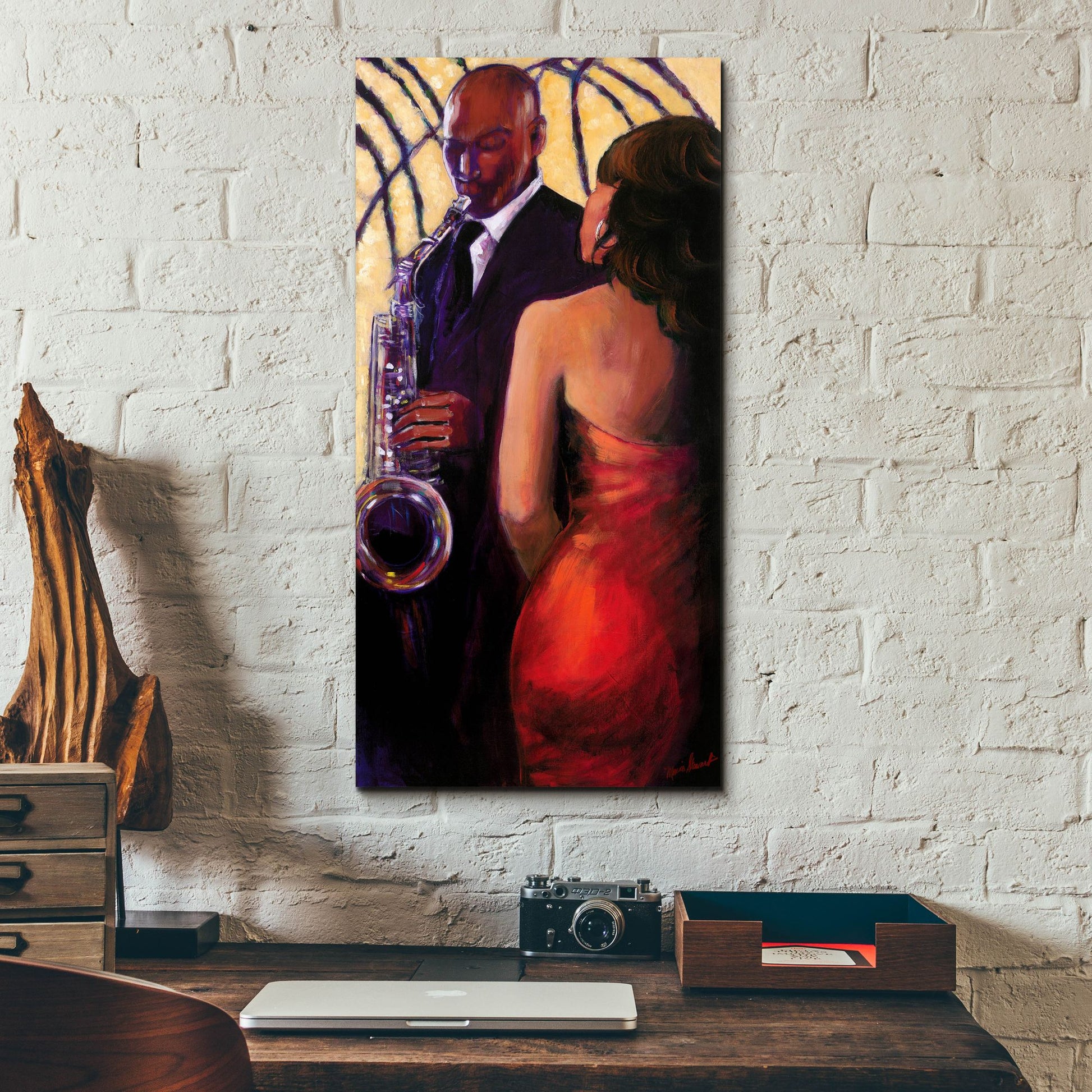 Epic Art ' Sax Seduction' by Monica Stewart, Acrylic Glass Wall Art,12x24