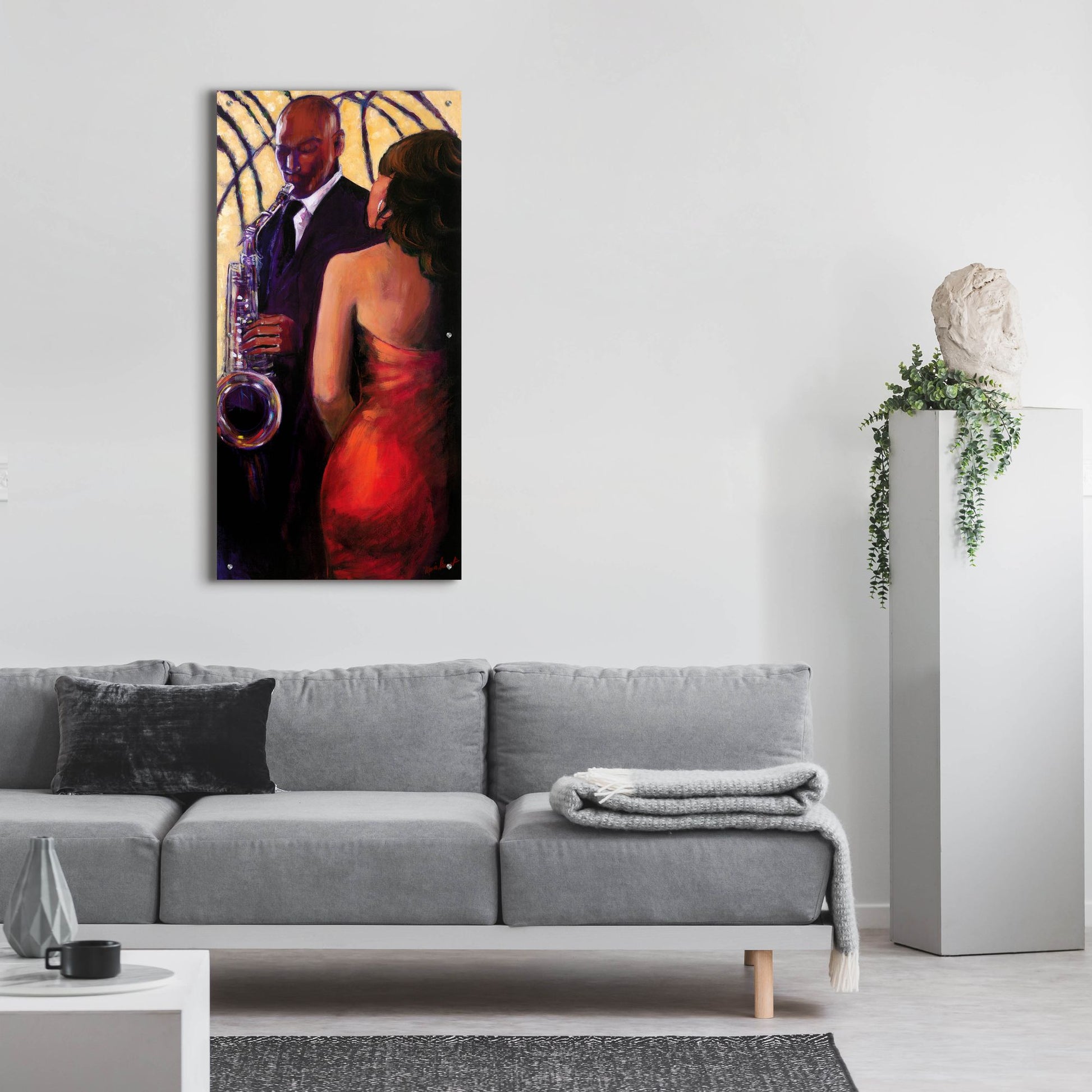 Epic Art ' Sax Seduction' by Monica Stewart, Acrylic Glass Wall Art,24x48