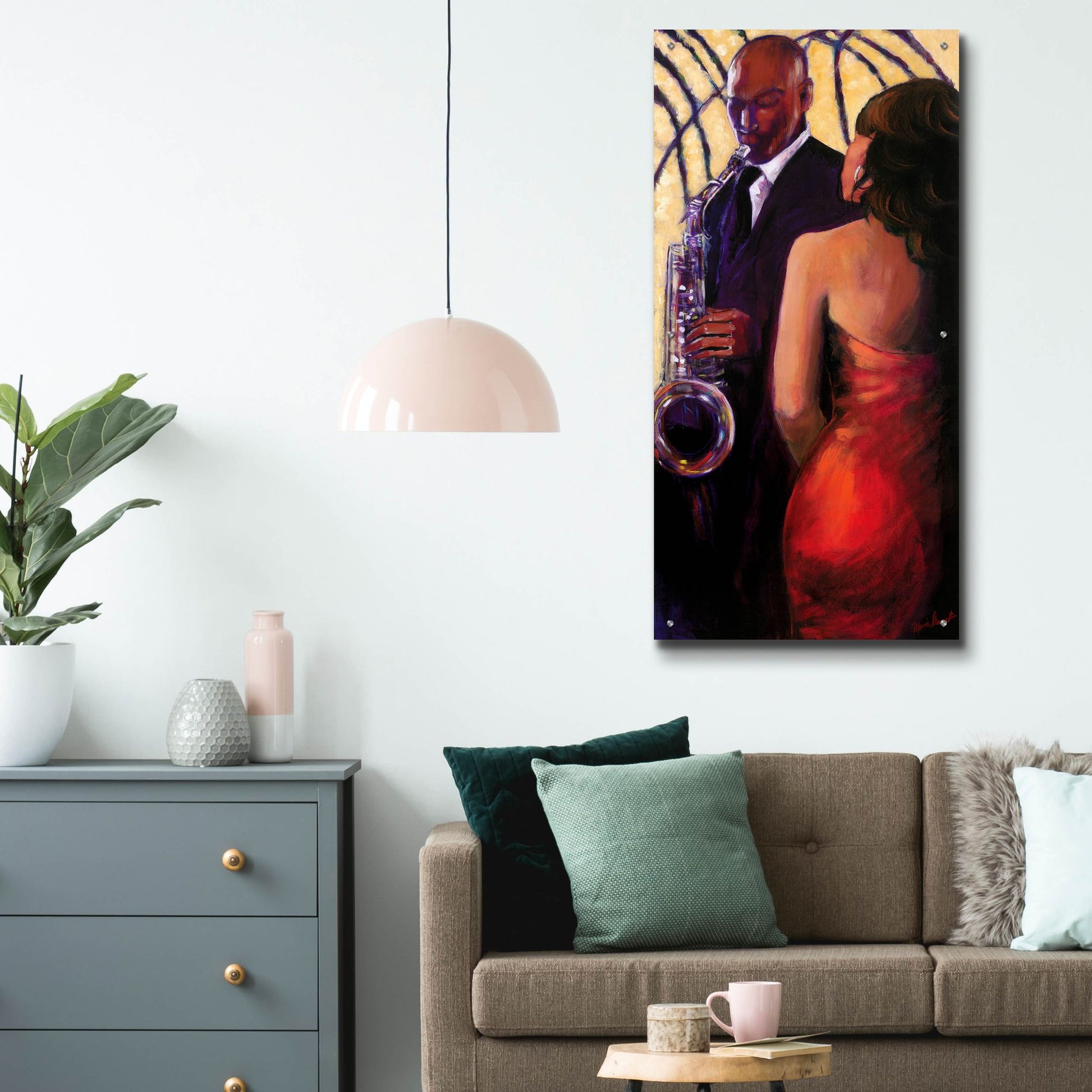 Epic Art ' Sax Seduction' by Monica Stewart, Acrylic Glass Wall Art,24x48