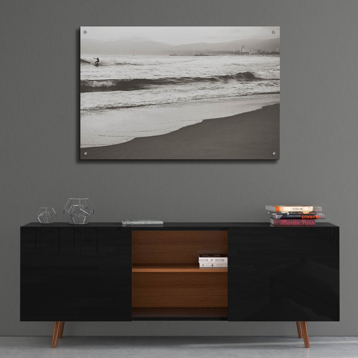 Epic Art ' BW Surfer 1' by Myan Soffia, Acrylic Glass Wall Art,36x24