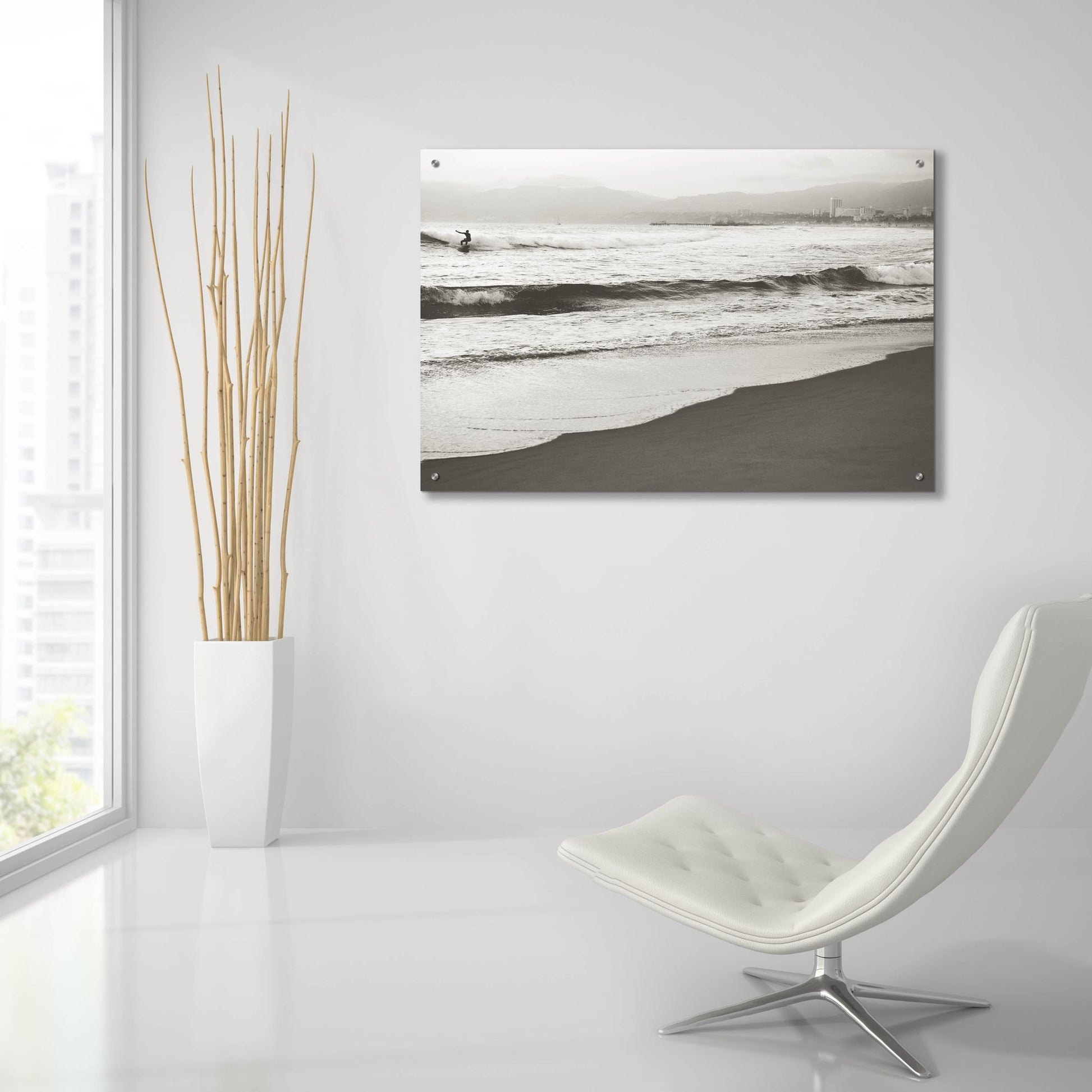 Epic Art ' BW Surfer 1' by Myan Soffia, Acrylic Glass Wall Art,36x24