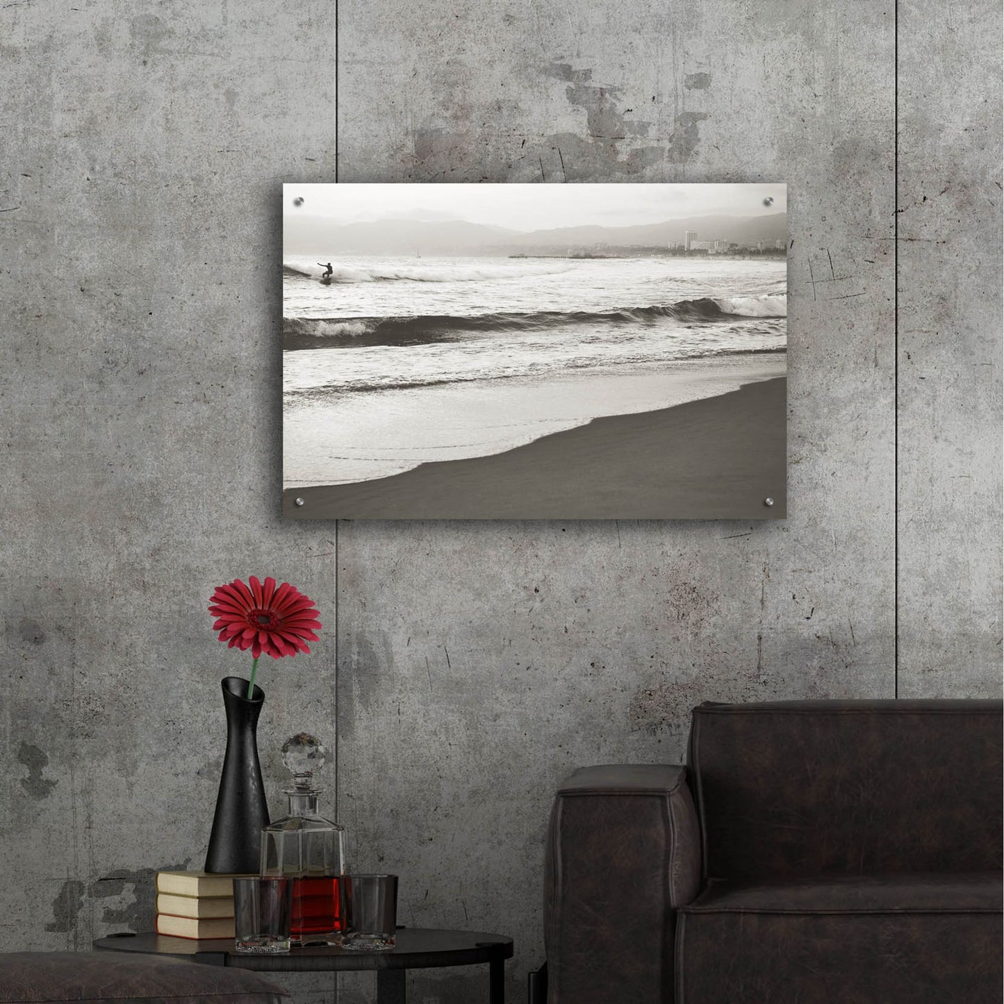 Epic Art ' BW Surfer 1' by Myan Soffia, Acrylic Glass Wall Art,36x24