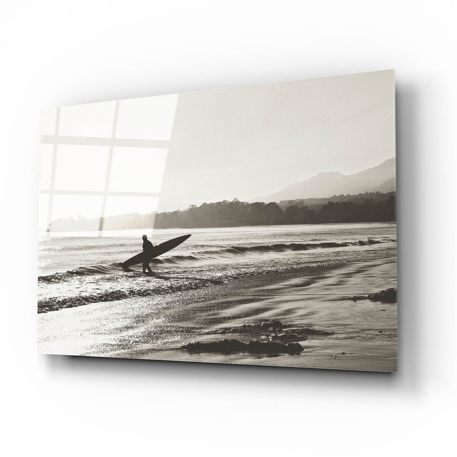 Epic Art ' BW Surfer 3' by Myan Soffia, Acrylic Glass Wall Art,16x12