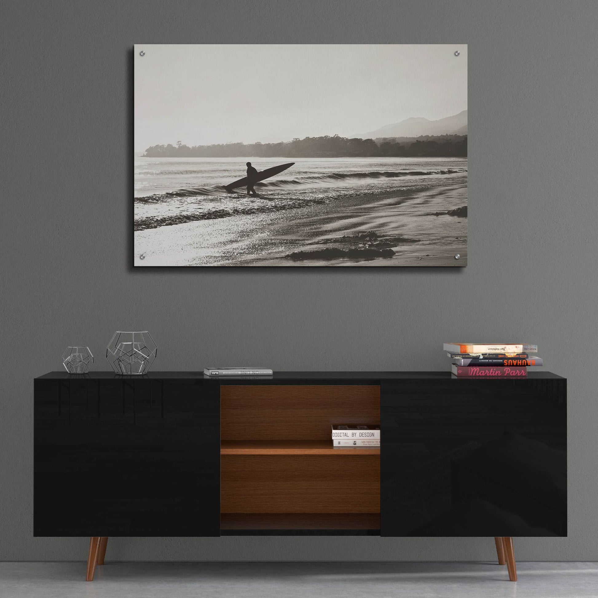 Epic Art ' BW Surfer 3' by Myan Soffia, Acrylic Glass Wall Art,36x24