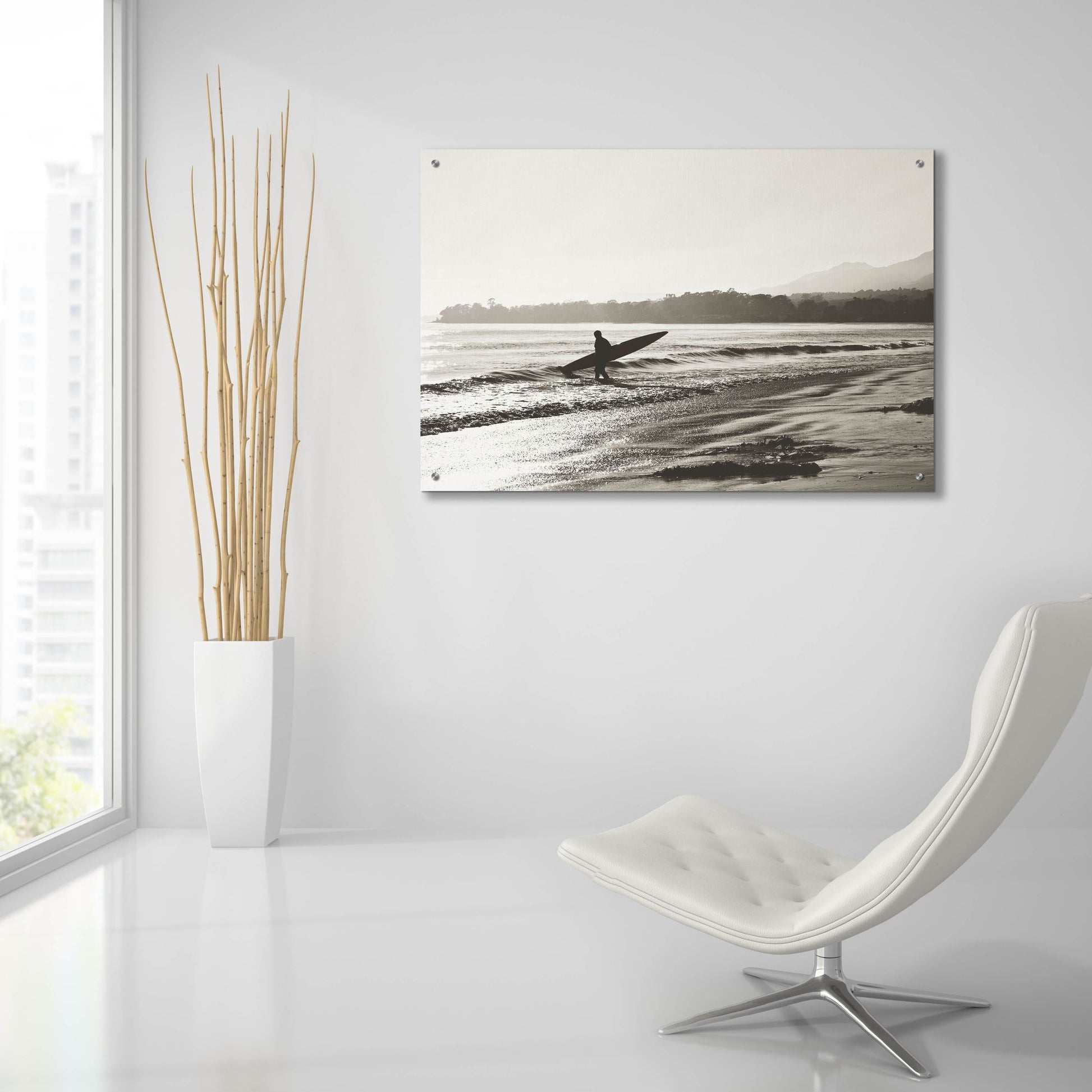 Epic Art ' BW Surfer 3' by Myan Soffia, Acrylic Glass Wall Art,36x24