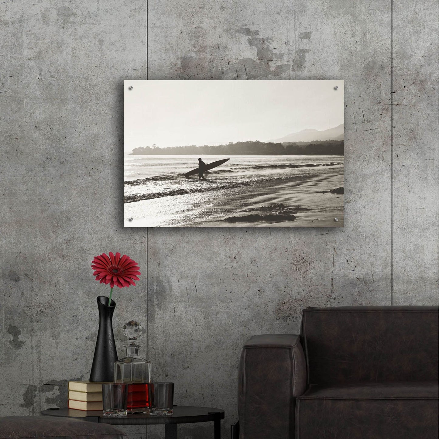 Epic Art ' BW Surfer 3' by Myan Soffia, Acrylic Glass Wall Art,36x24