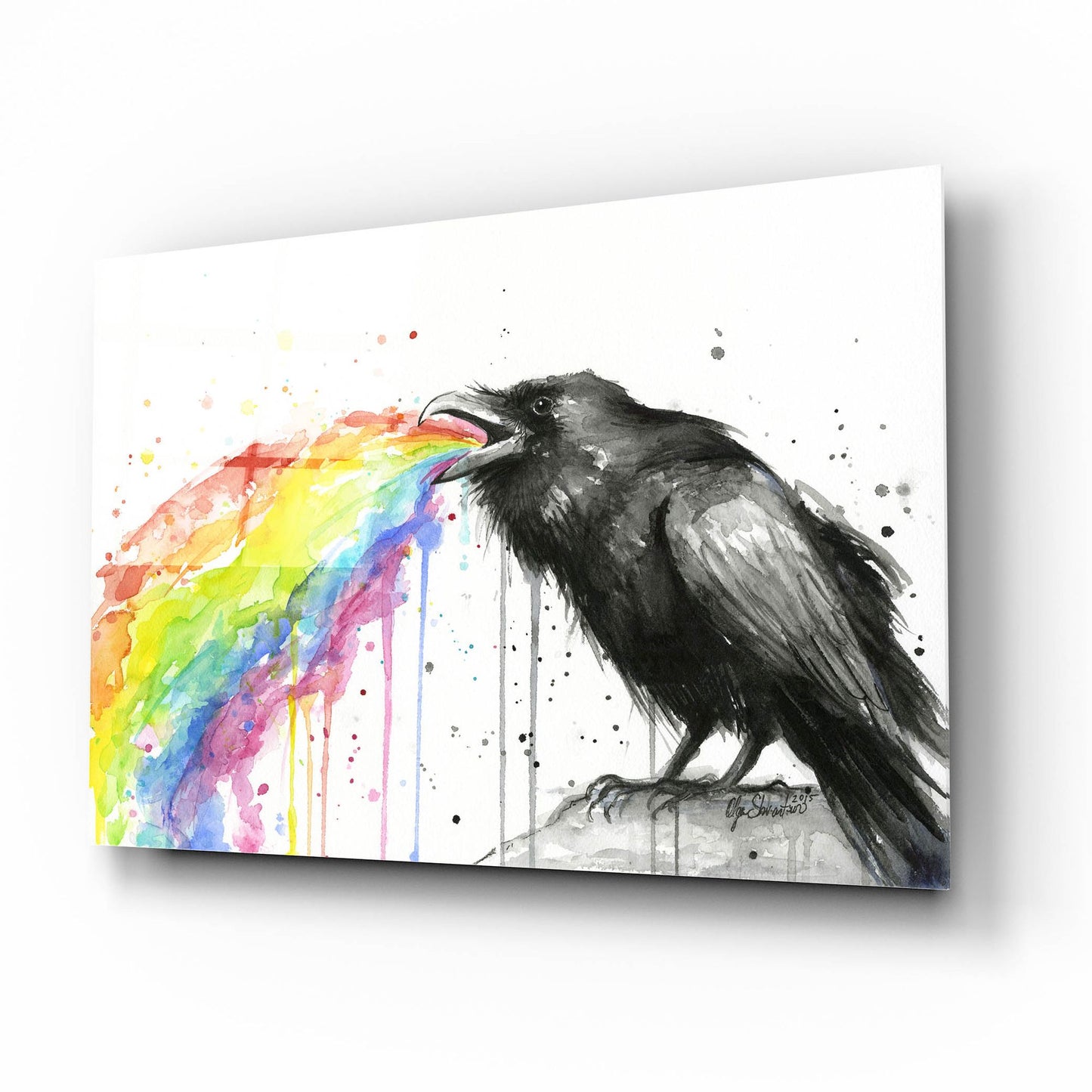 Epic Art ' Raven Tastes the Rainbow' by Olga Shvartsur, Acrylic Glass Wall Art,16x12