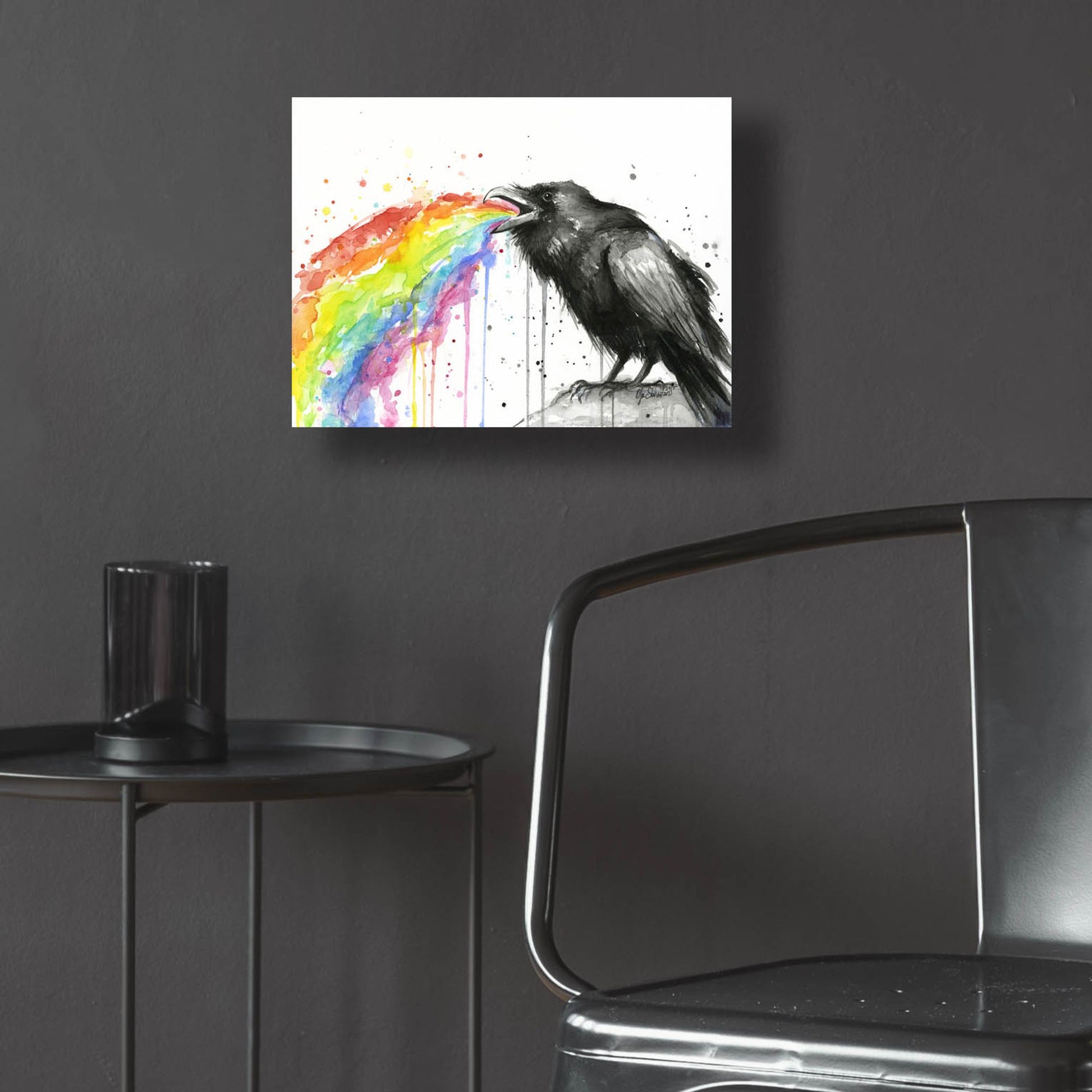 Epic Art ' Raven Tastes the Rainbow' by Olga Shvartsur, Acrylic Glass Wall Art,16x12