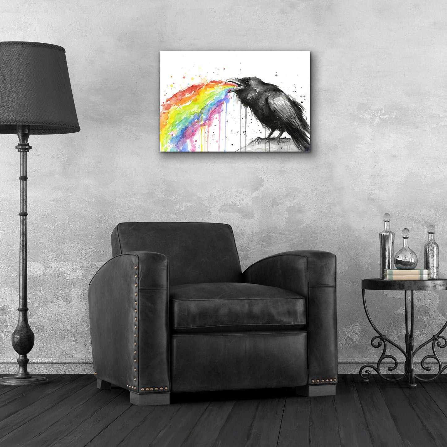 Epic Art ' Raven Tastes the Rainbow' by Olga Shvartsur, Acrylic Glass Wall Art,24x16