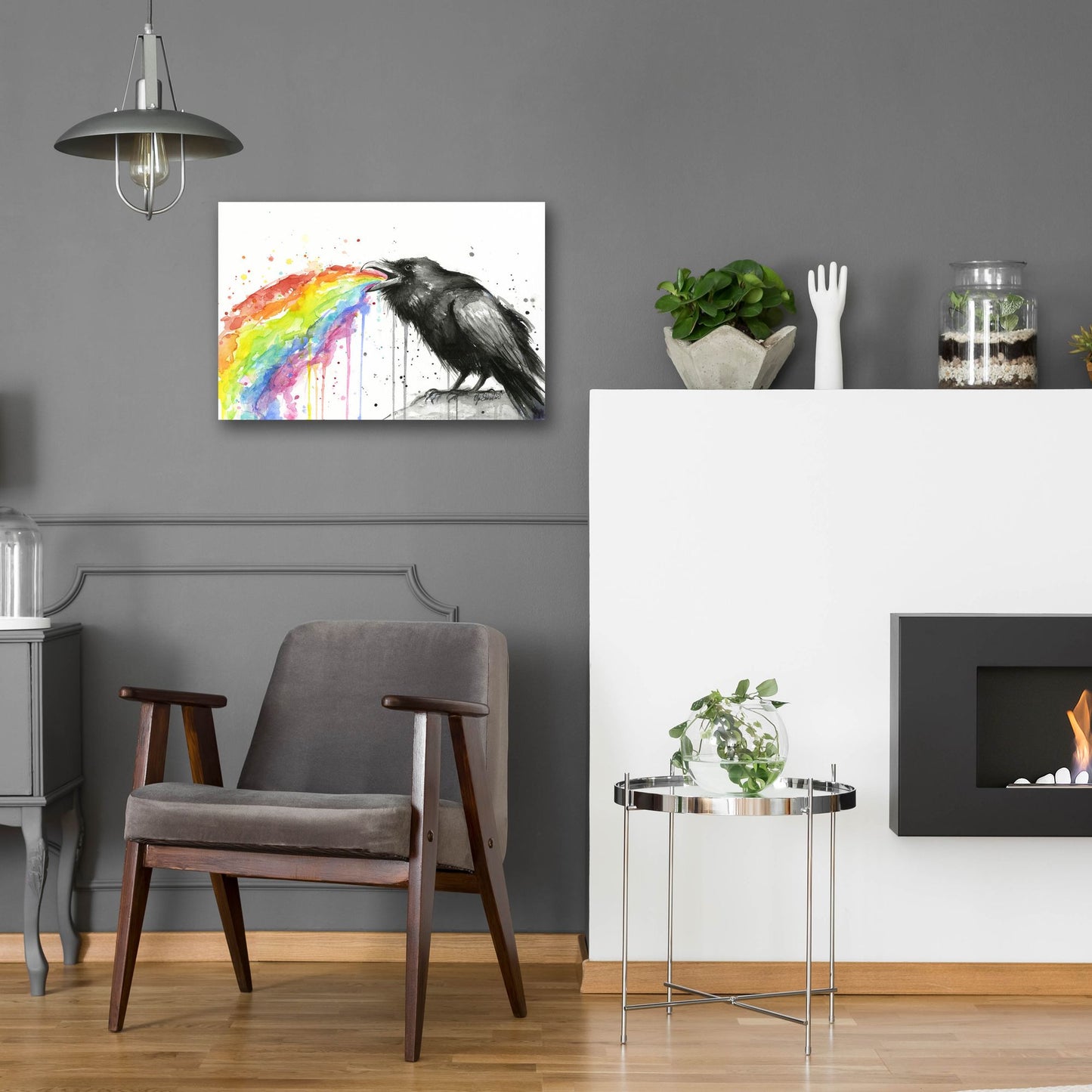 Epic Art ' Raven Tastes the Rainbow' by Olga Shvartsur, Acrylic Glass Wall Art,24x16