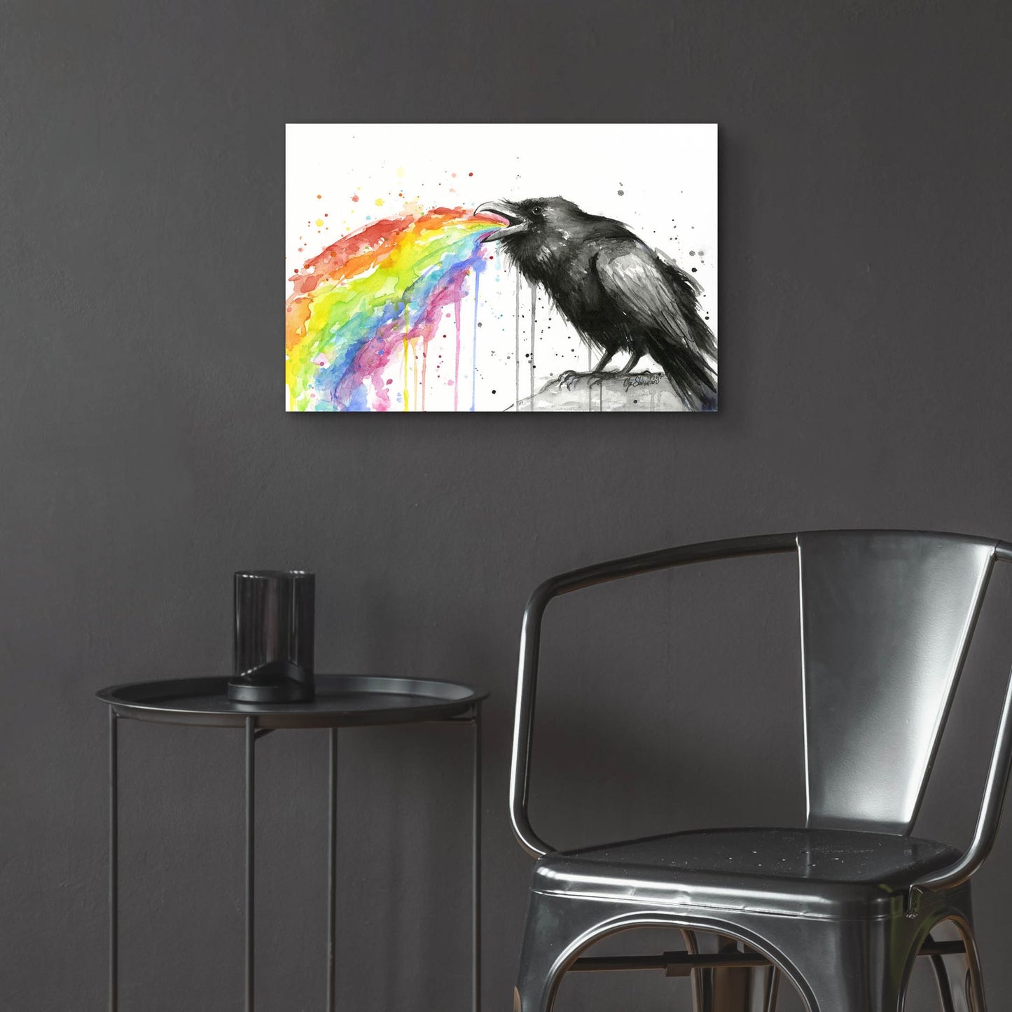 Epic Art ' Raven Tastes the Rainbow' by Olga Shvartsur, Acrylic Glass Wall Art,24x16