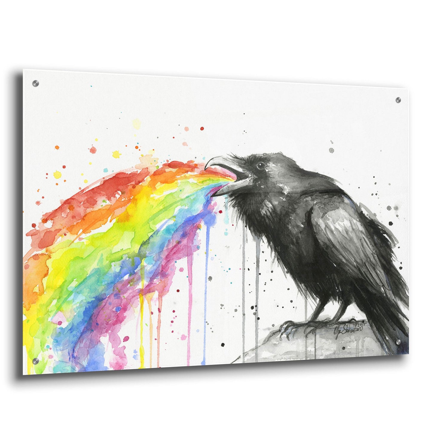 Epic Art ' Raven Tastes the Rainbow' by Olga Shvartsur, Acrylic Glass Wall Art,36x24