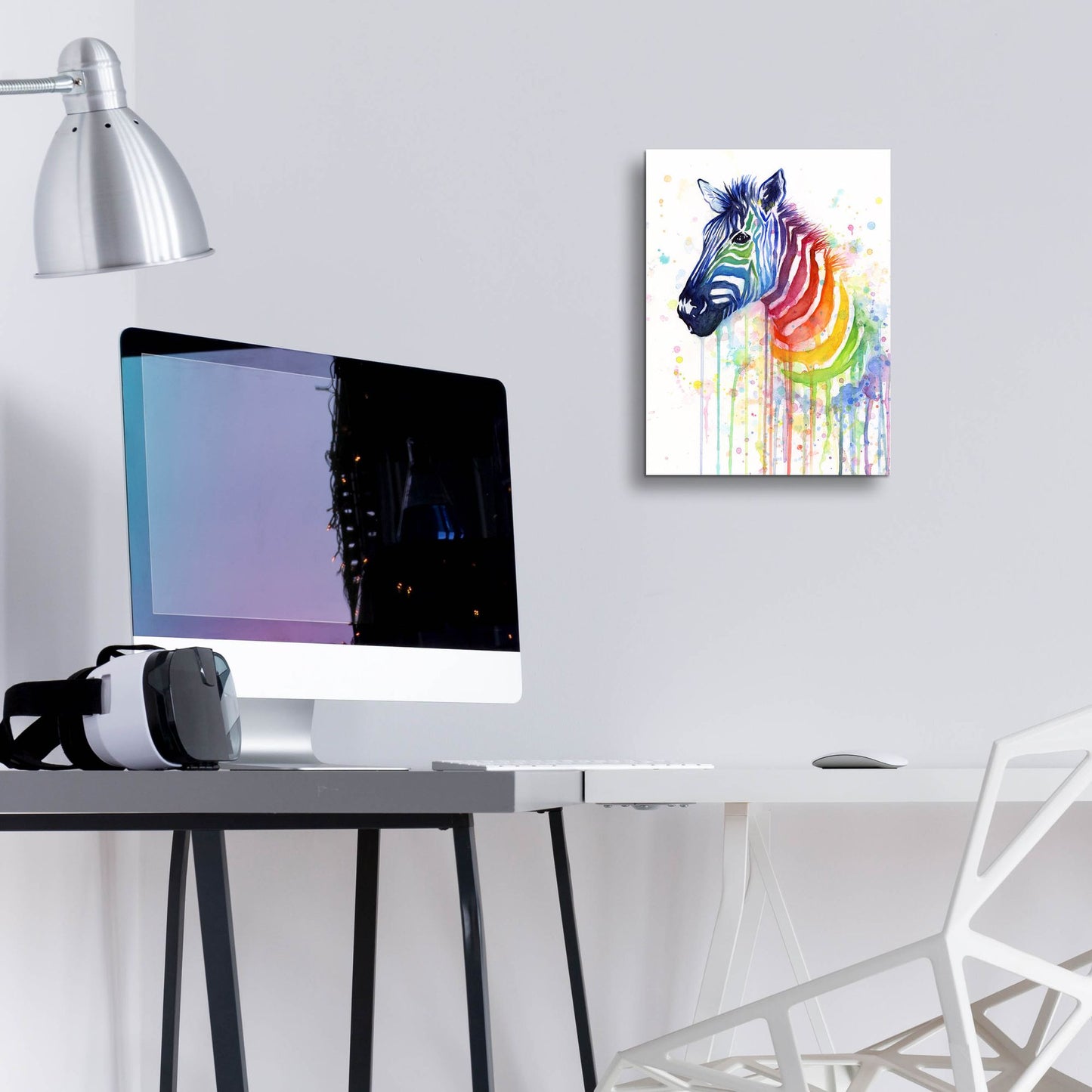 Epic Art ' Rainbow Zebra' by Olga Shvartsur, Acrylic Glass Wall Art,12x16