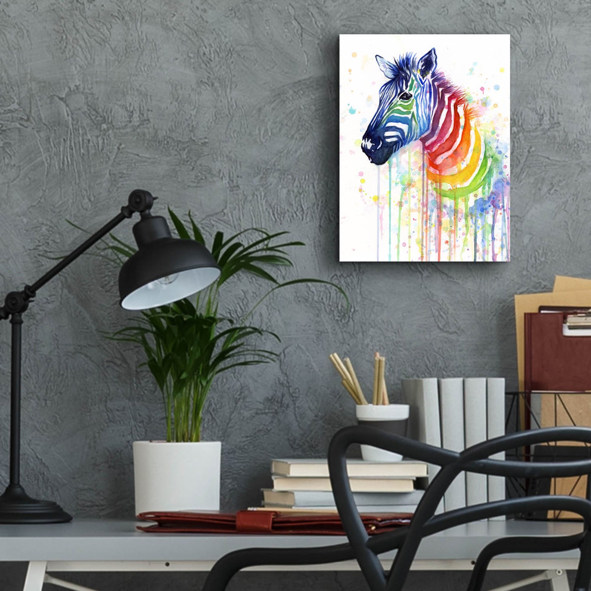 Epic Art ' Rainbow Zebra' by Olga Shvartsur, Acrylic Glass Wall Art,12x16