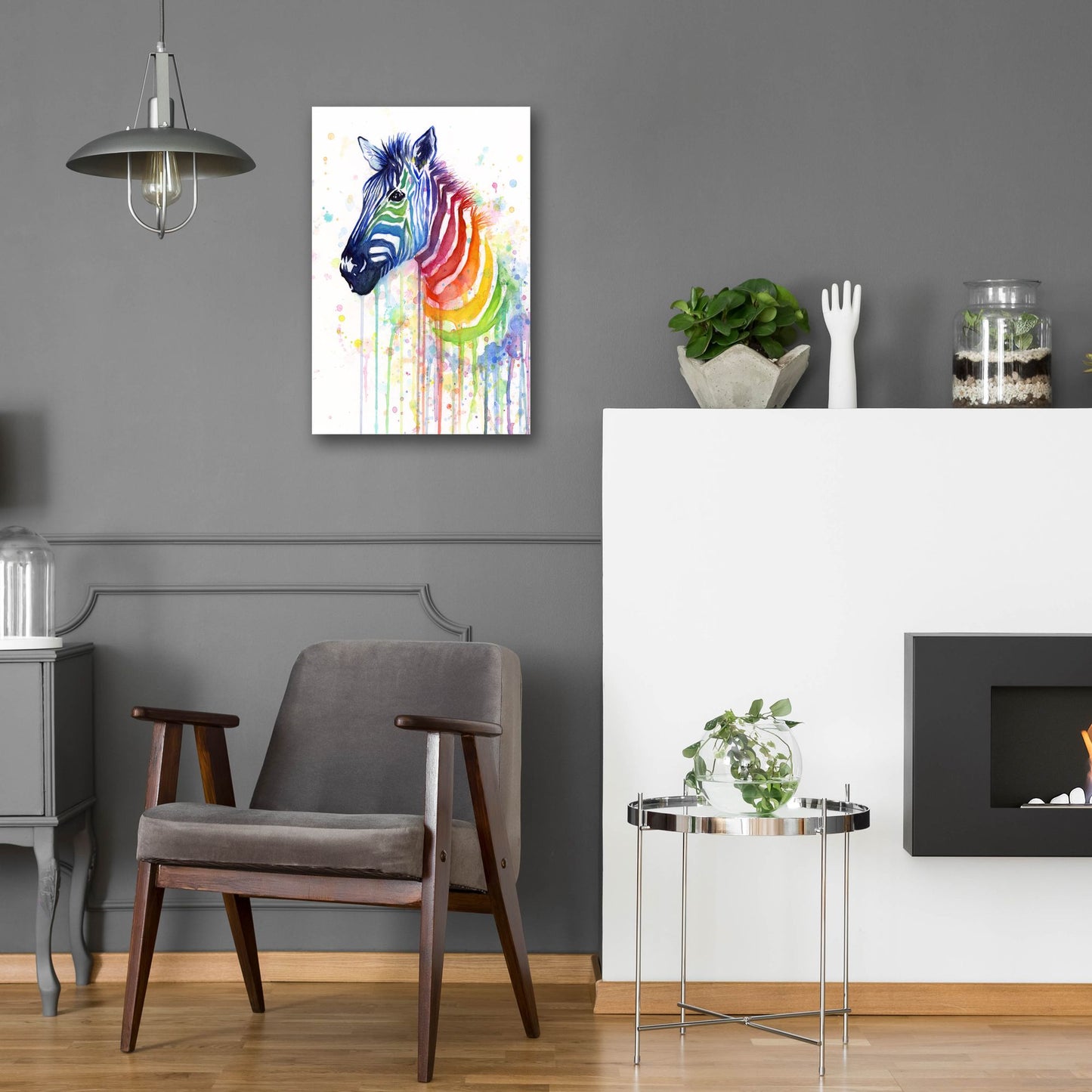 Epic Art ' Rainbow Zebra' by Olga Shvartsur, Acrylic Glass Wall Art,16x24